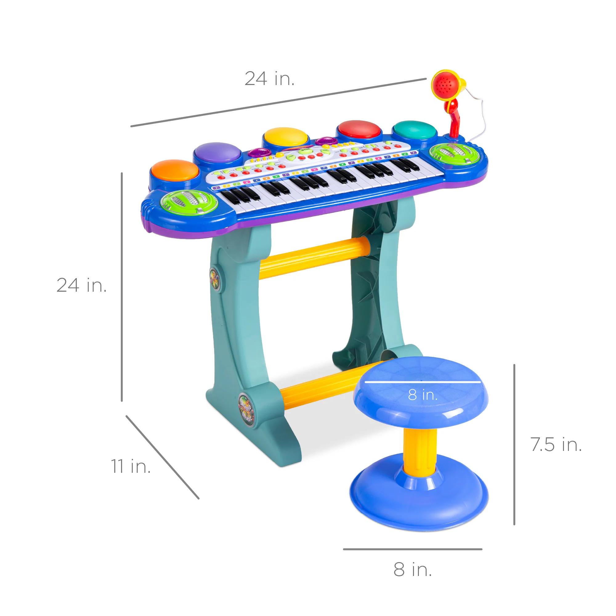 37-Key Kids Electric Keyboard w/ Microphone, Stool - Image 34