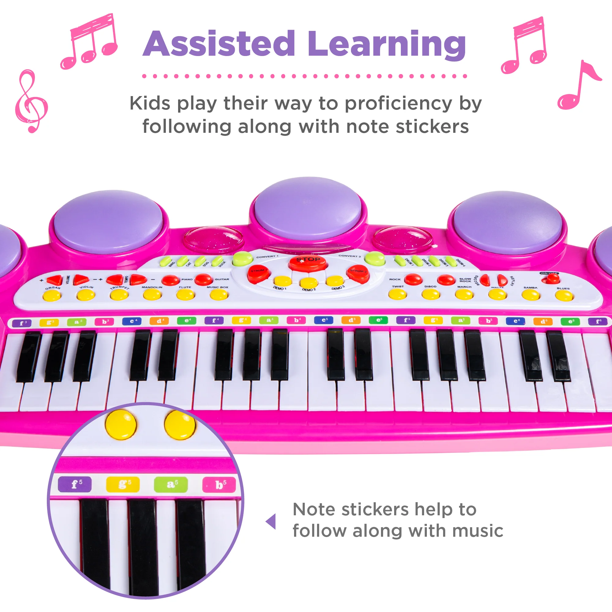 37-Key Kids Electric Keyboard w/ Microphone, Stool - Image 4