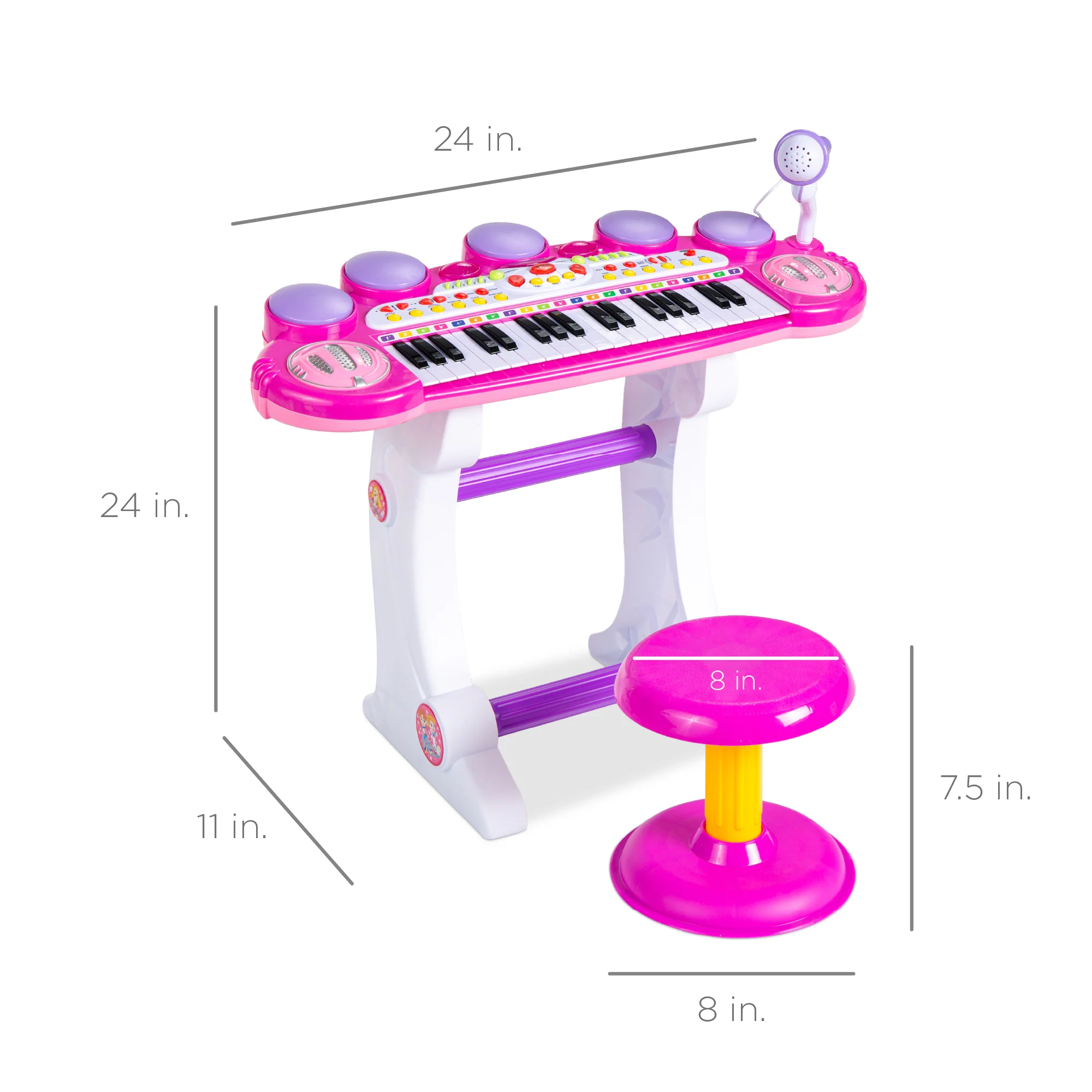 37-Key Kids Electric Keyboard w/ Microphone, Stool - Image 7