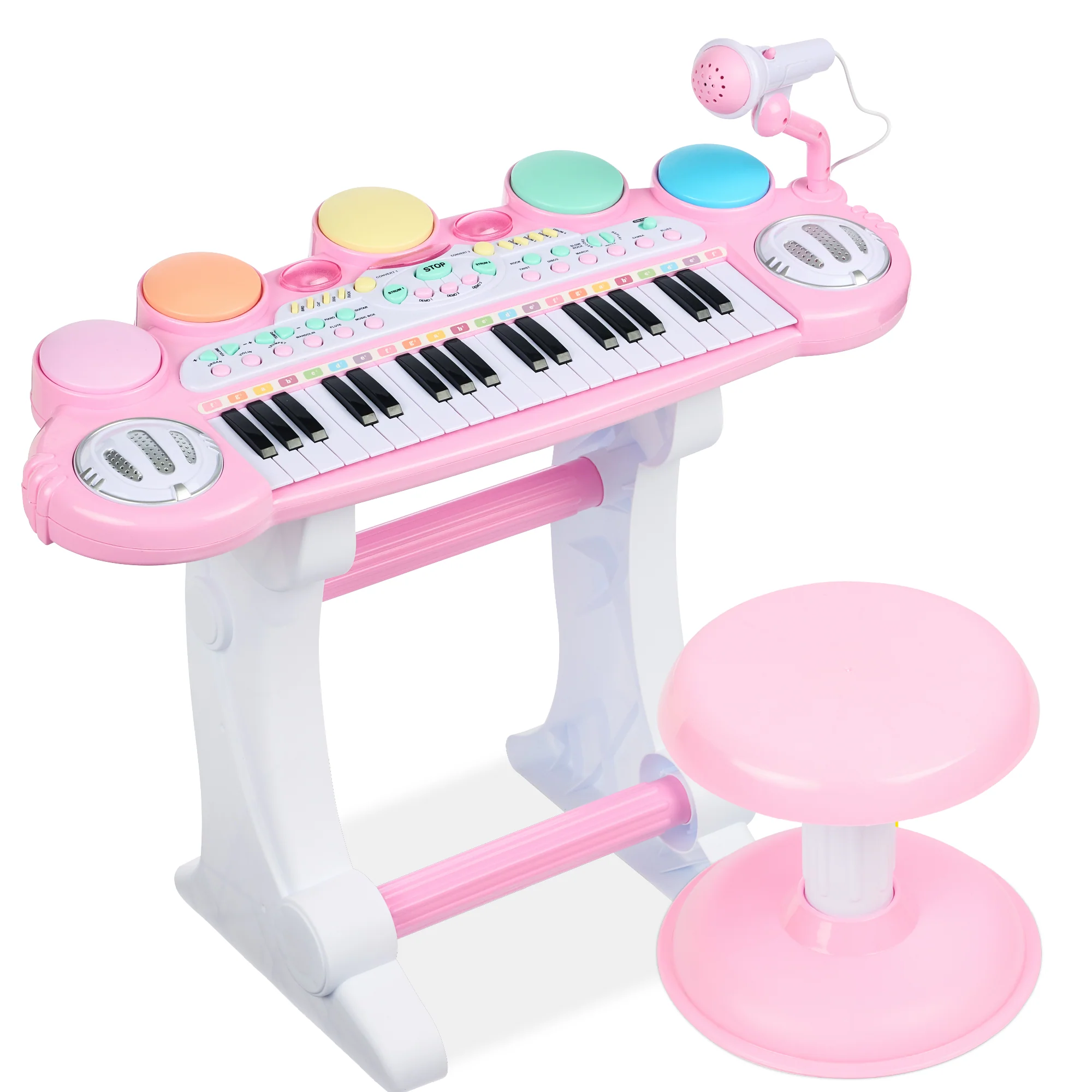 37-Key Kids Electric Keyboard w/ Microphone, Stool - Image 8