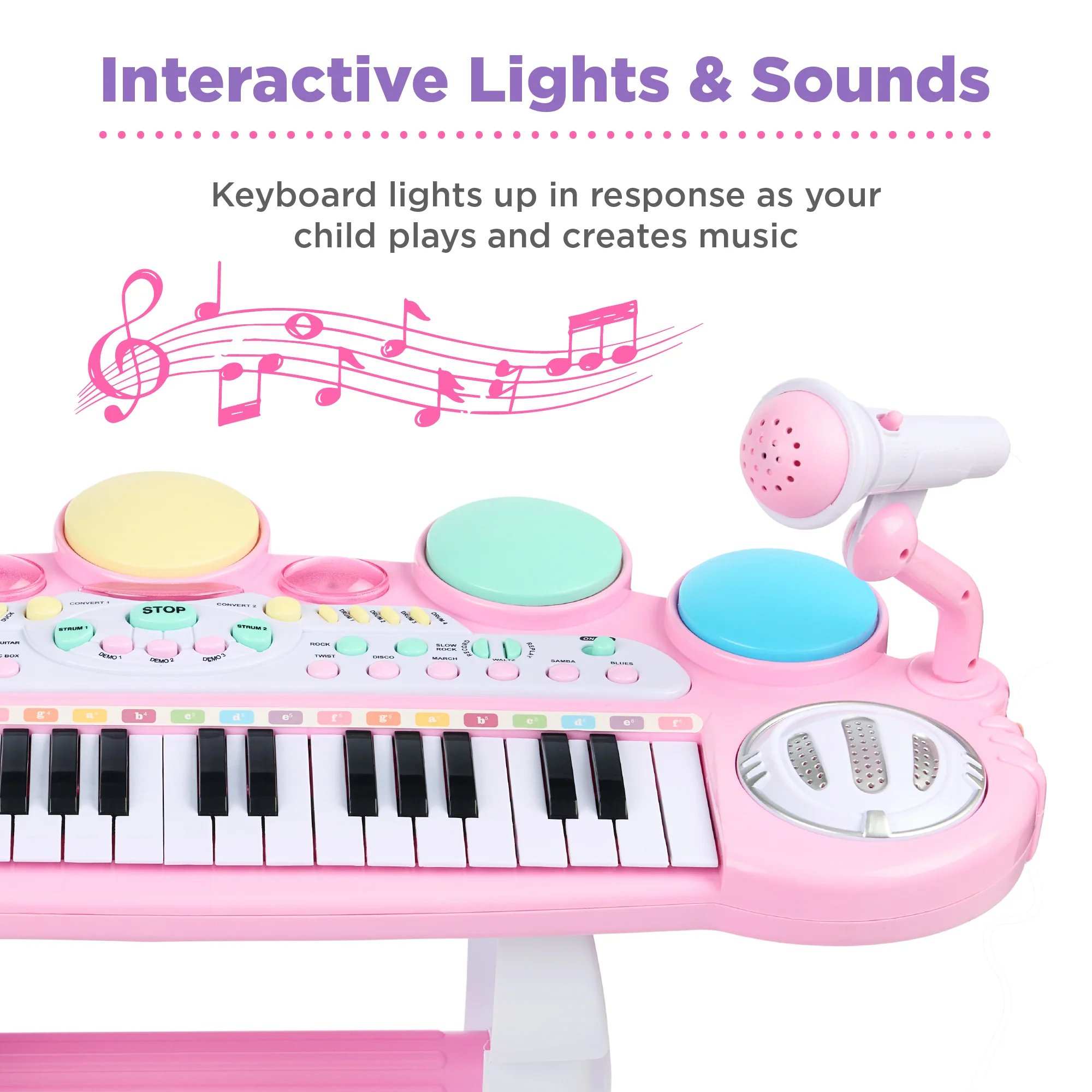 37-Key Kids Electric Keyboard w/ Microphone, Stool - Image 9