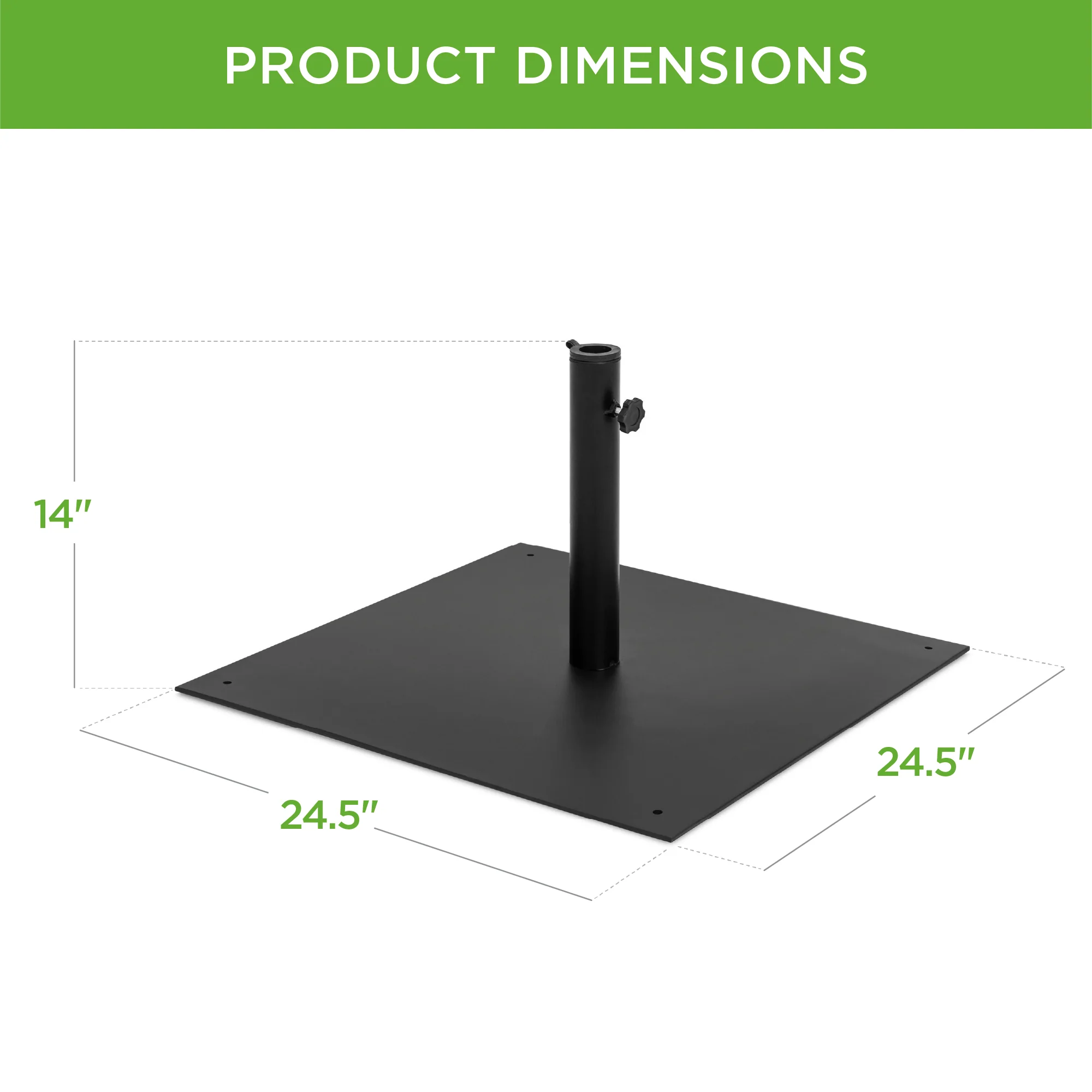 Steel Umbrella Base, Patio Stand w/ Tightening Knob & Anchor Holes - 38.5lb - Image 6