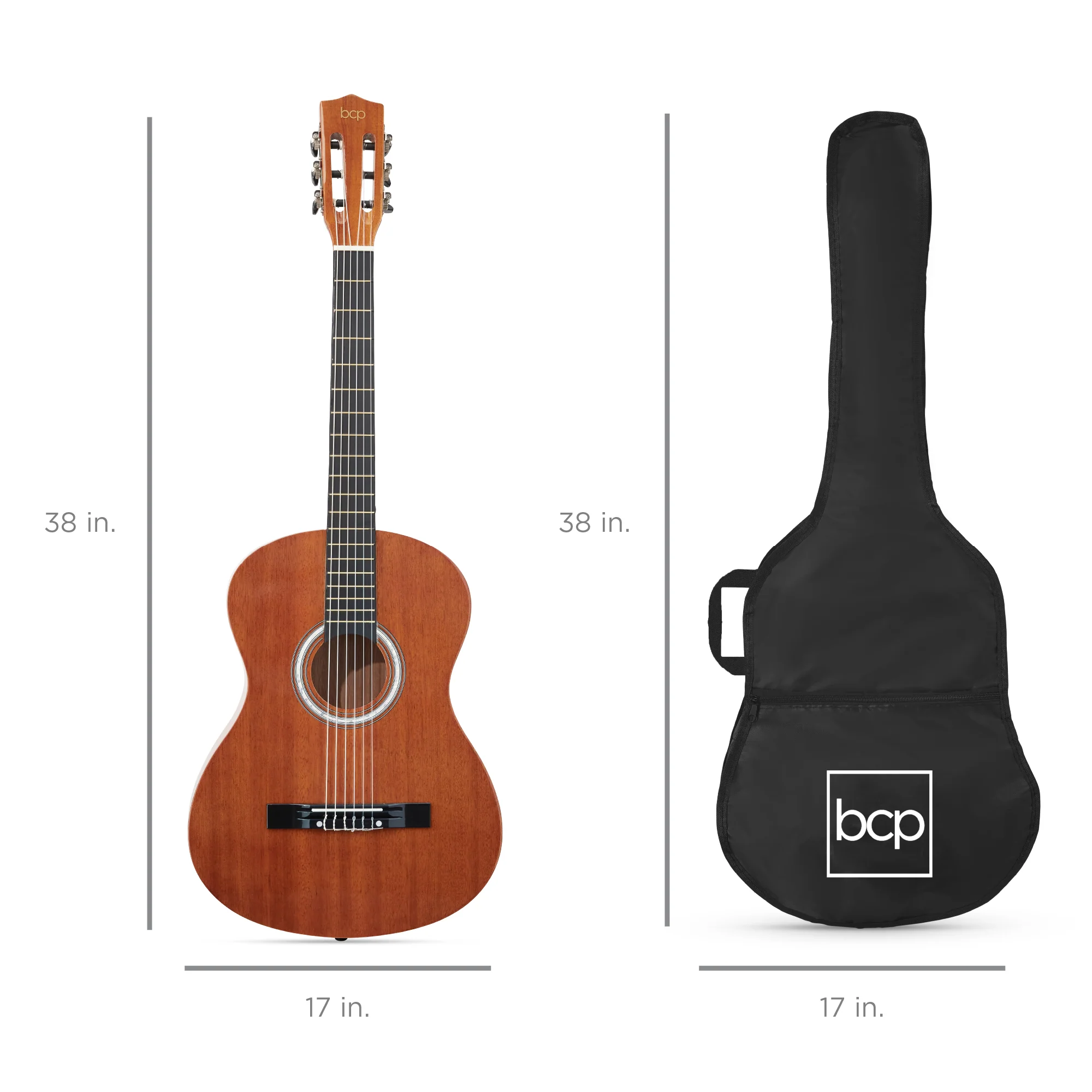 Beginner Acoustic Guitar Set w/ Case, Strap, Extra Strings - 38in - Image 104