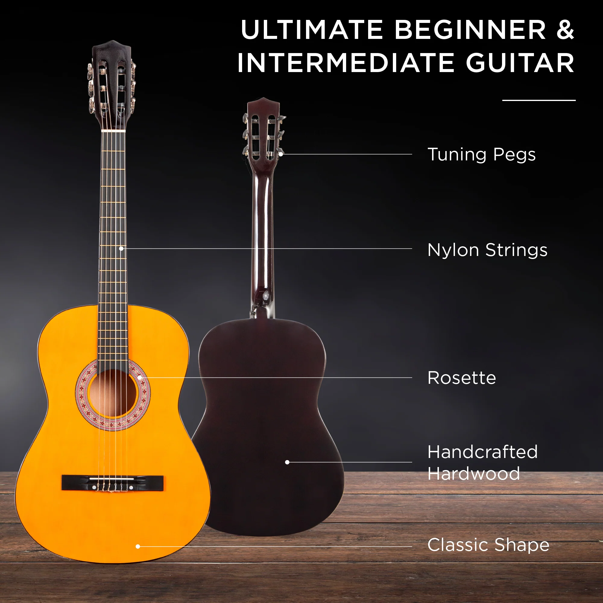 Beginner Acoustic Guitar Set w/ Case, Strap, Extra Strings - 38in - Image 108