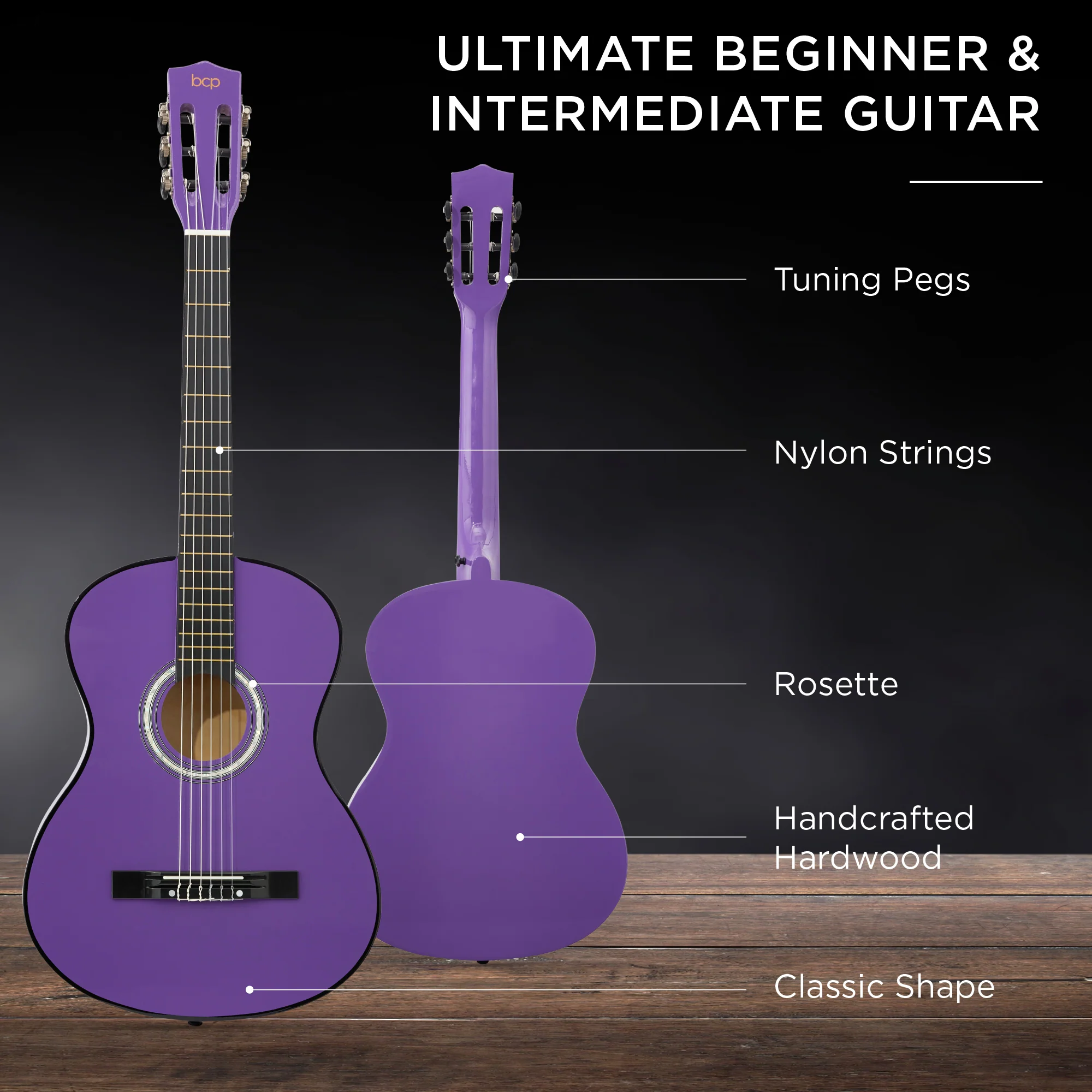 Beginner Acoustic Guitar Set w/ Case, Strap, Extra Strings - 38in - Image 12
