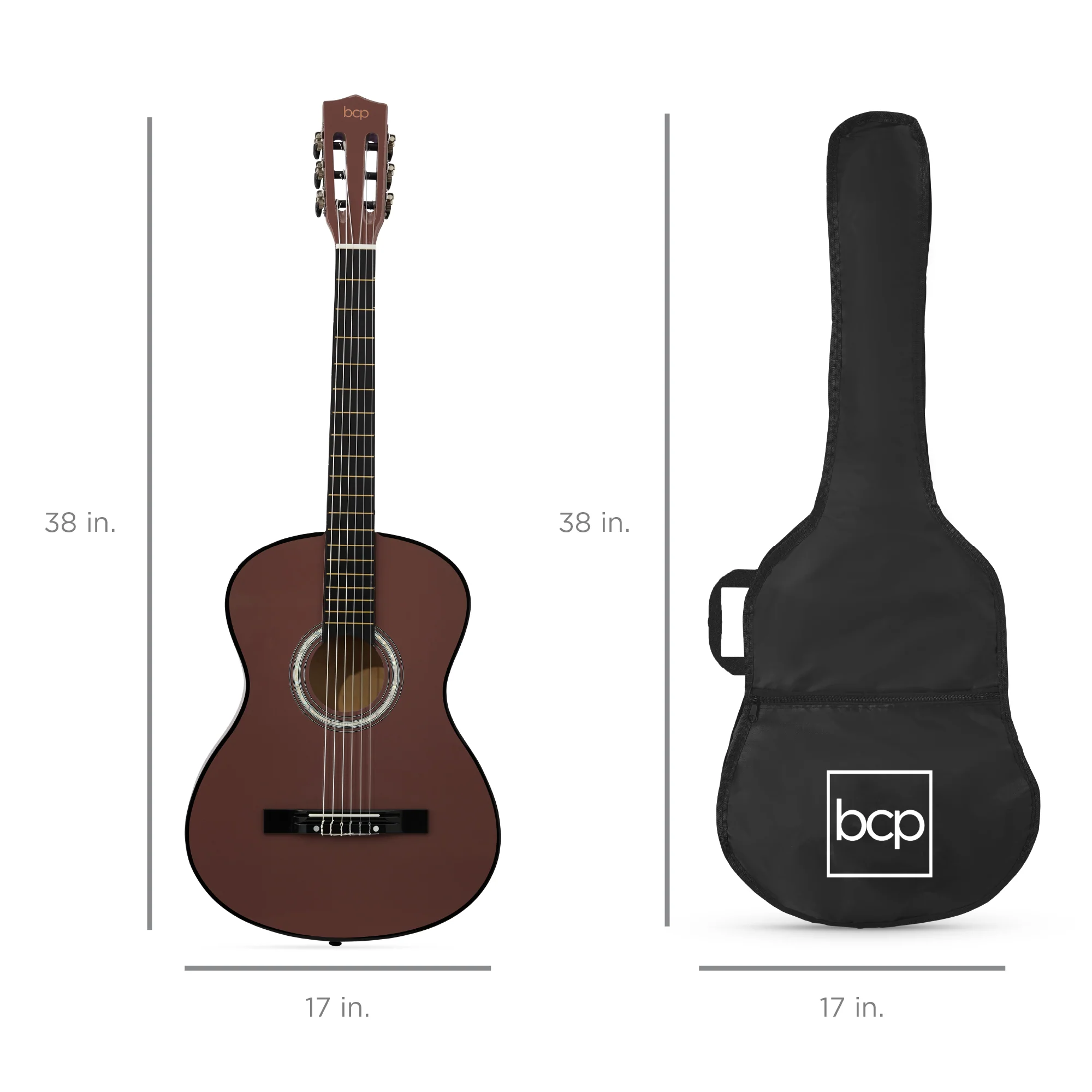 Beginner Acoustic Guitar Set w/ Case, Strap, Extra Strings - 38in - Image 24