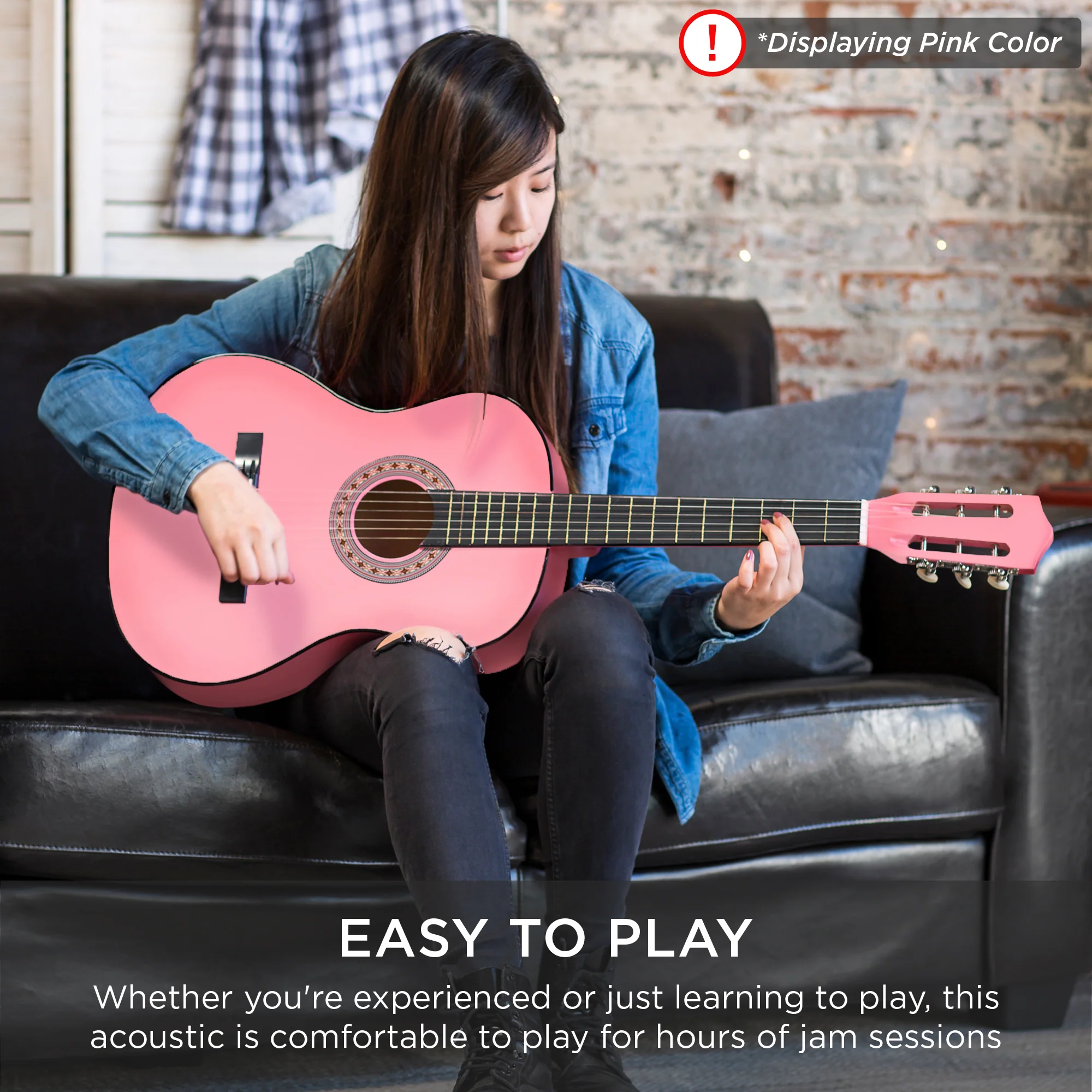 Beginner Acoustic Guitar Set w/ Case, Strap, Extra Strings - 38in - Image 31