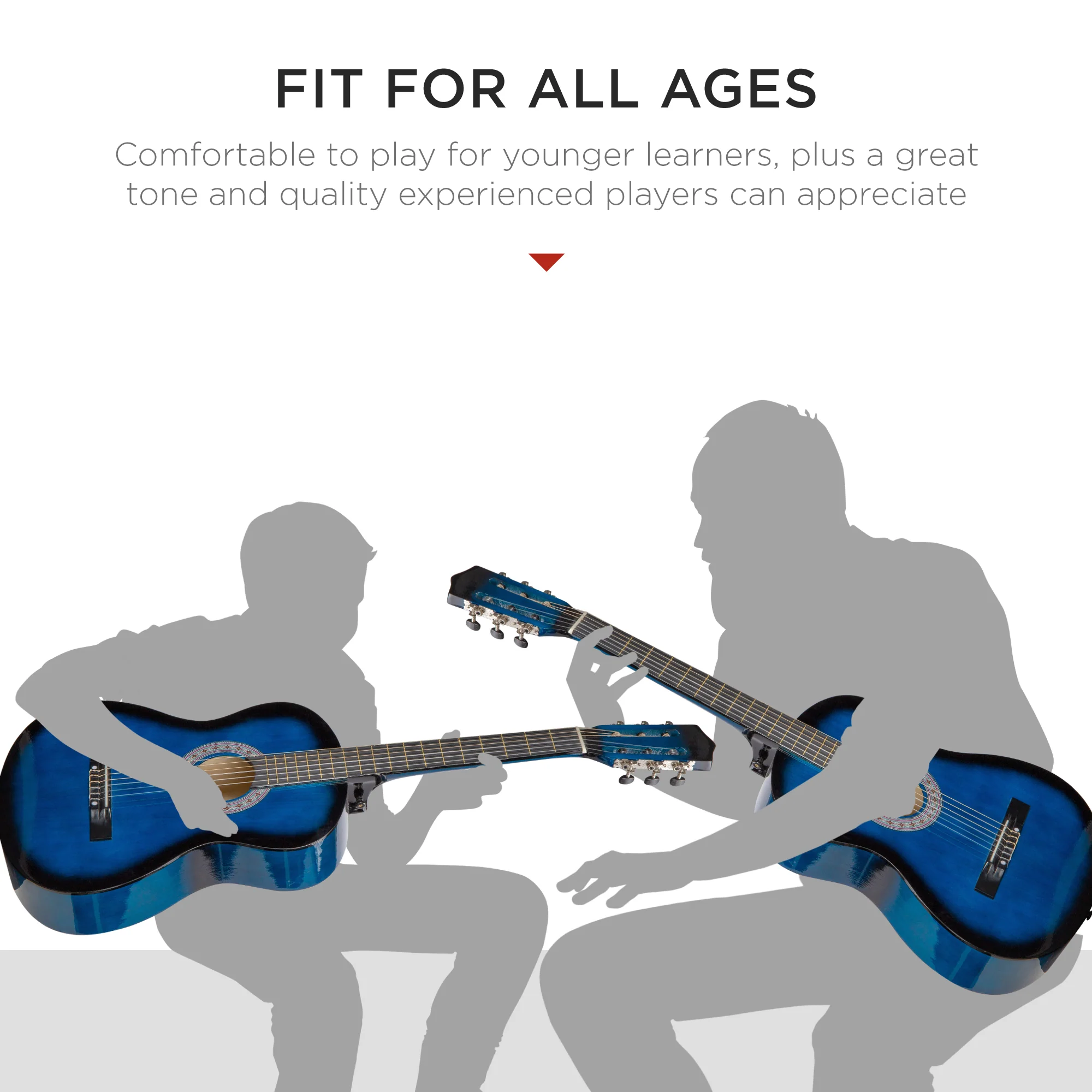 Beginner Acoustic Guitar Set w/ Case, Strap, Extra Strings - 38in - Image 5