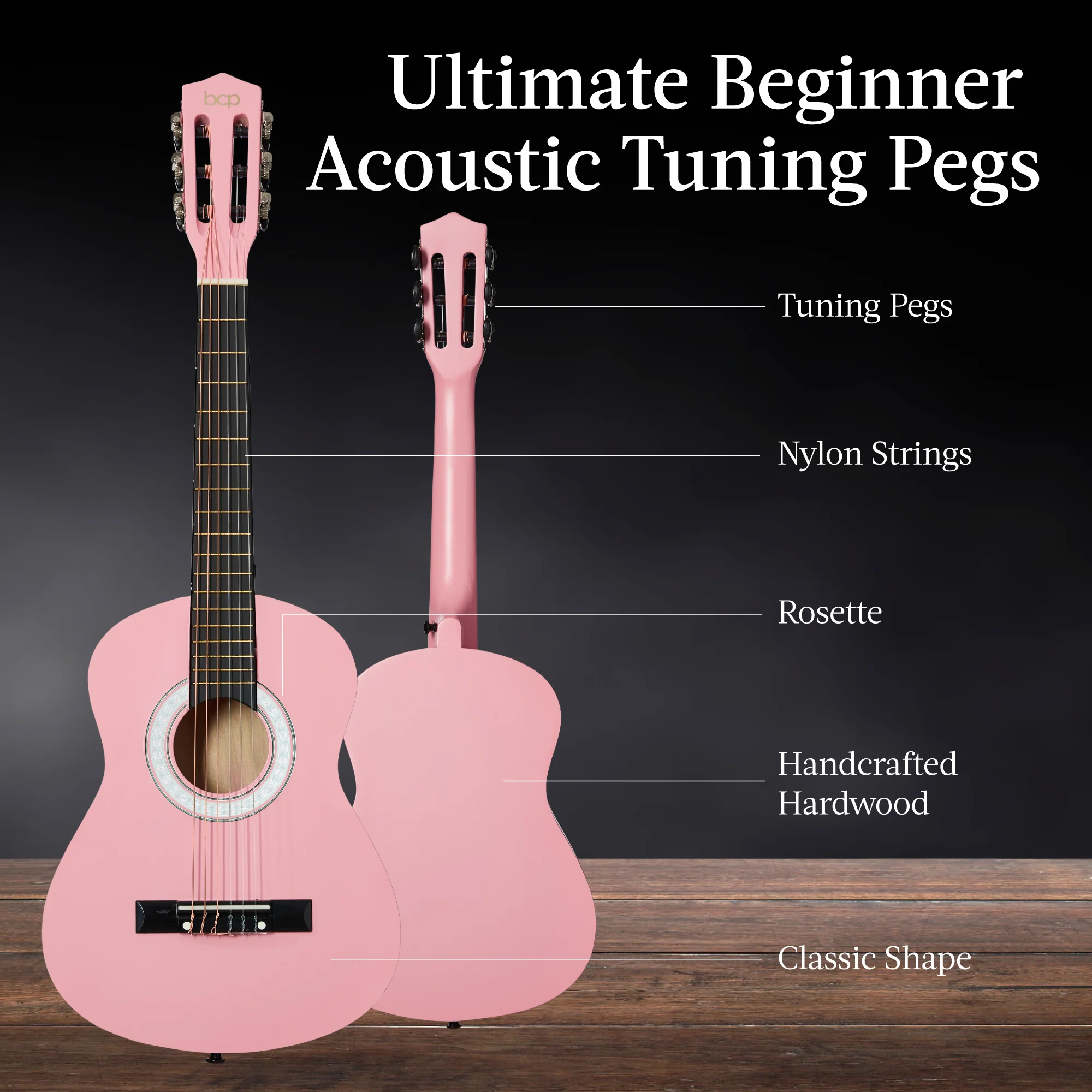 Beginner Acoustic Guitar Set w/ Case, Strap, Extra Strings - 38in - Image 52