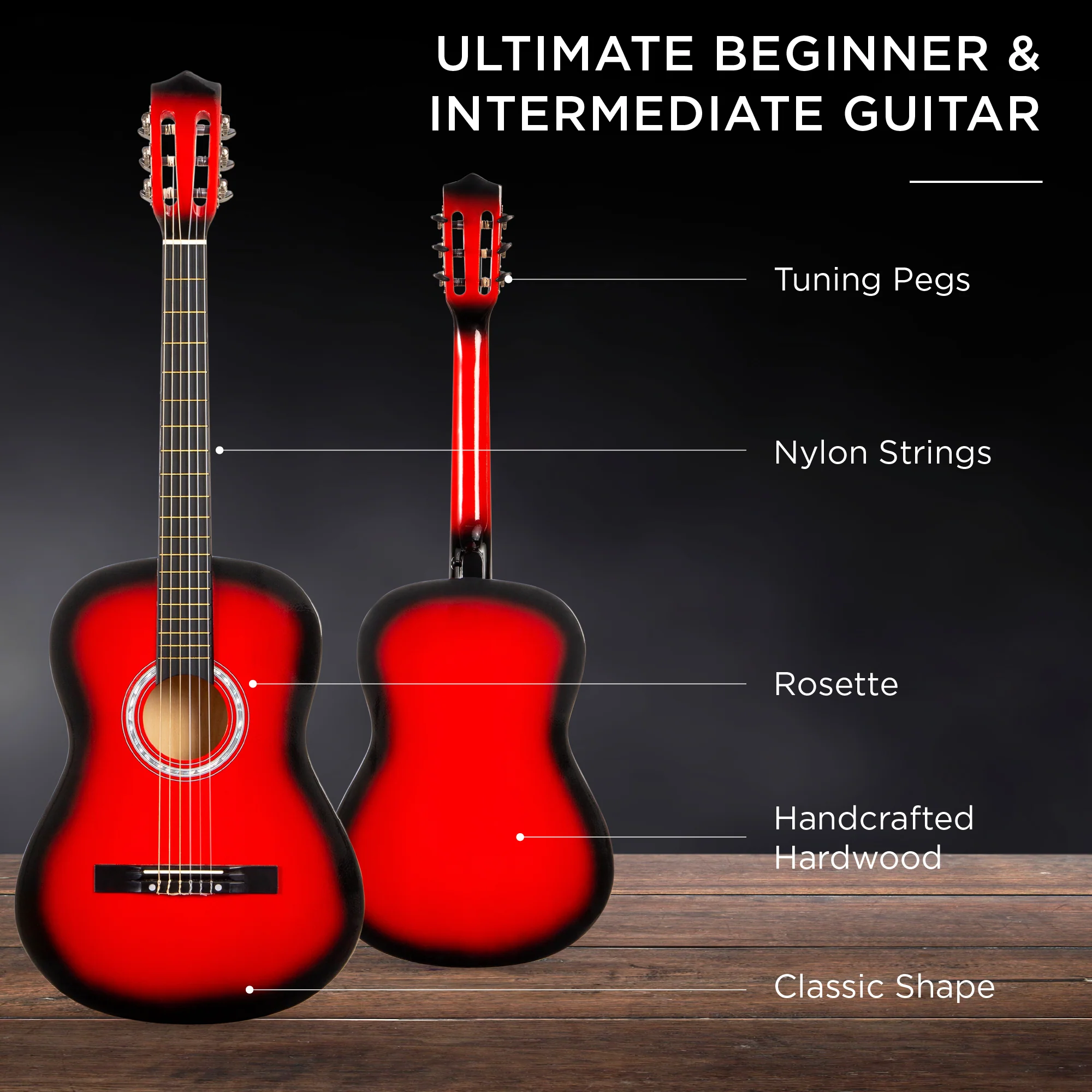 Beginner Acoustic Guitar Set w/ Case, Strap, Extra Strings - 38in - Image 68