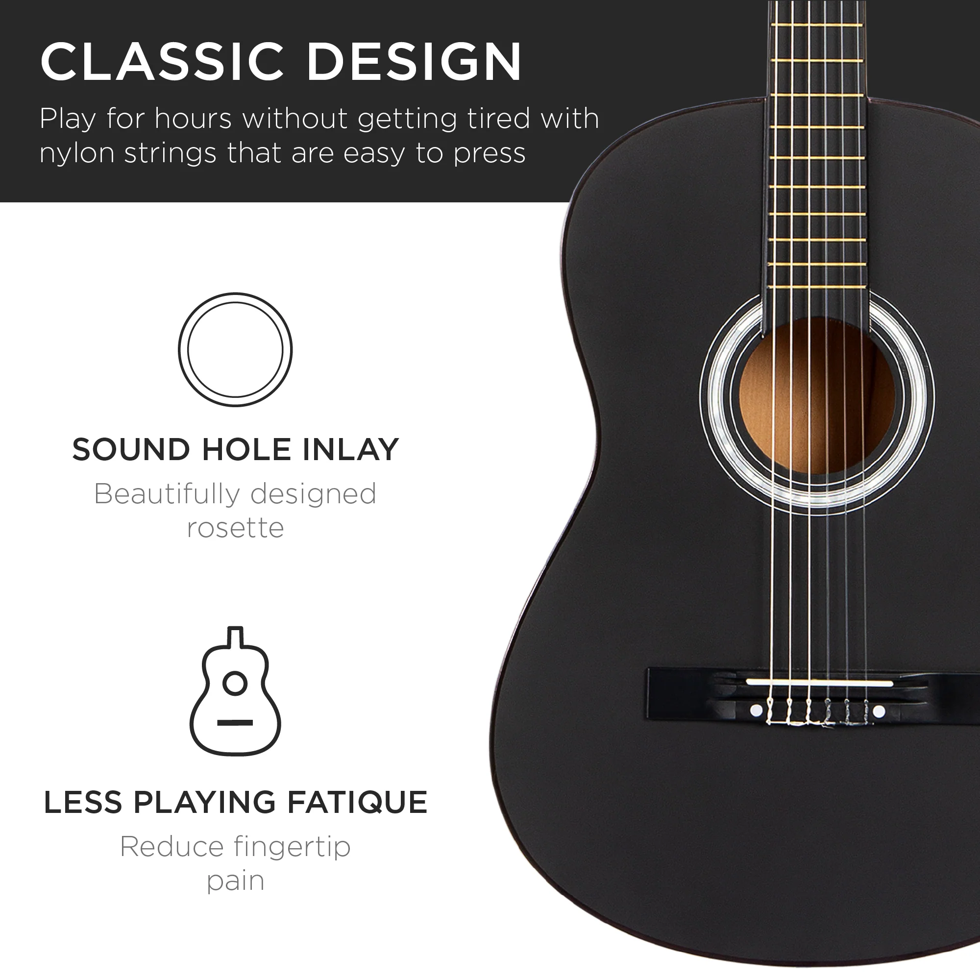 Beginner Acoustic Guitar Set w/ Case, Strap, Extra Strings - 38in - Image 78