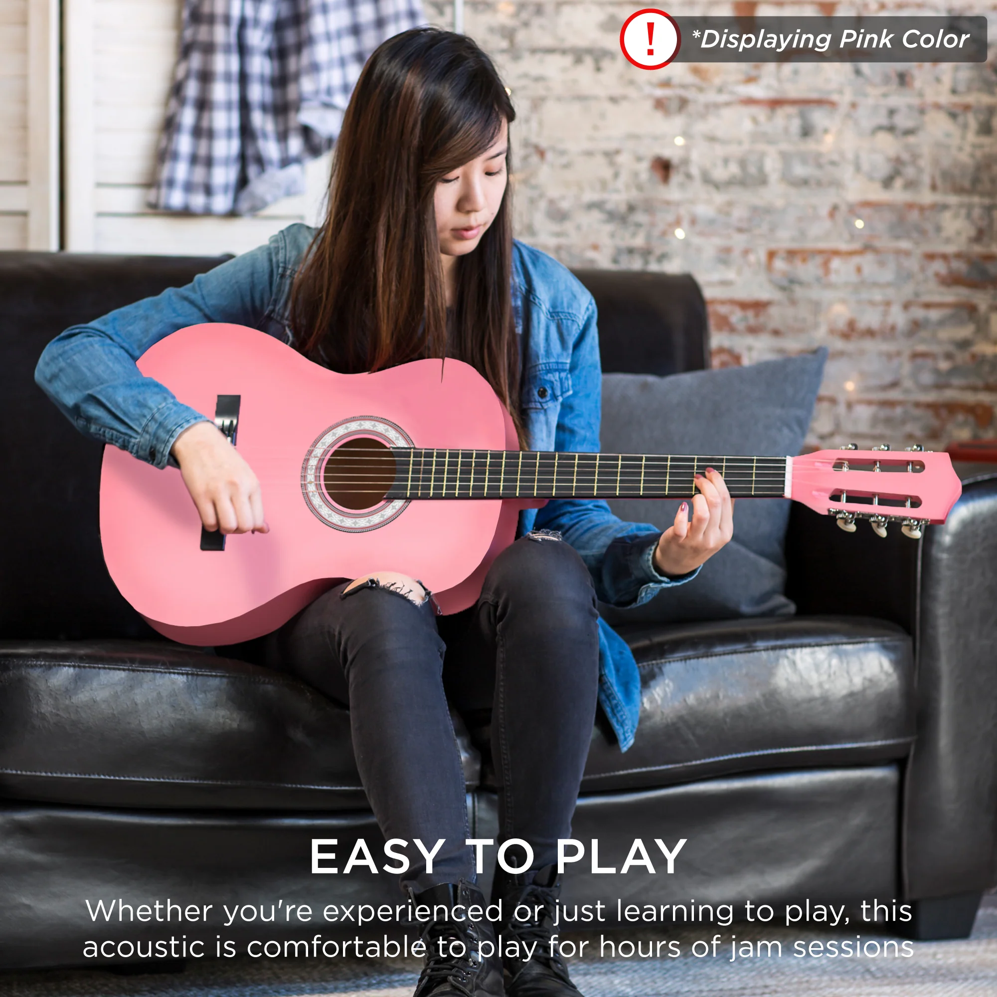 Beginner Acoustic Guitar Set w/ Case, Strap, Extra Strings - 38in - Image 87