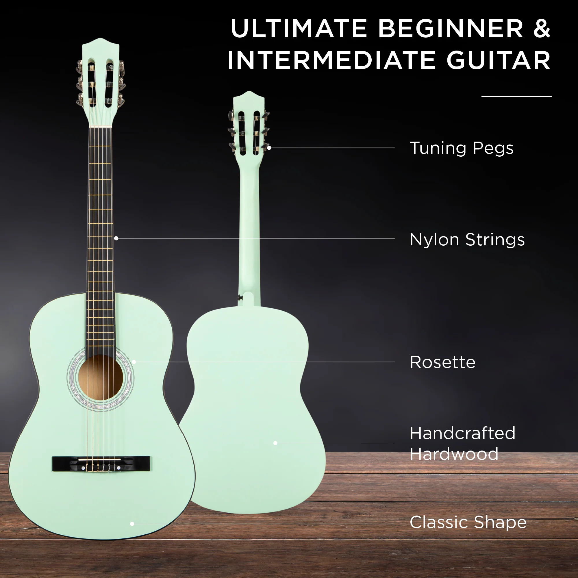 Beginner Acoustic Guitar Set w/ Case, Strap, Extra Strings - 38in - Image 92