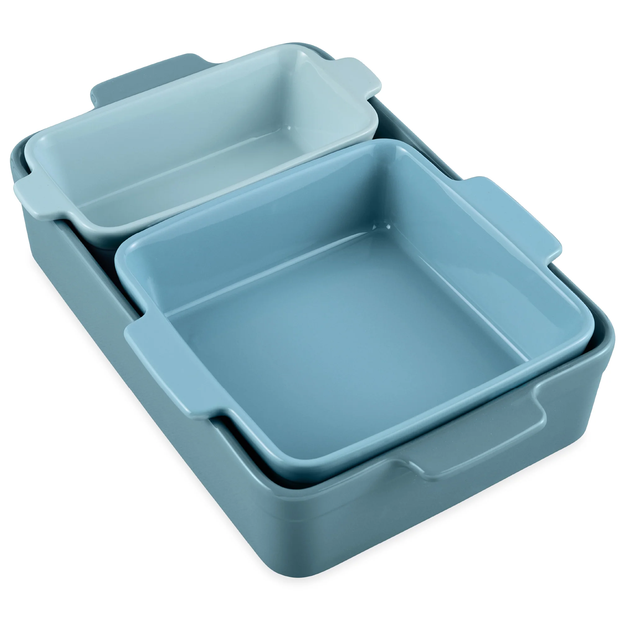 3-Piece Ceramic Bakeware Set, Stoneware Baking Dishes, Casserole Serving Set