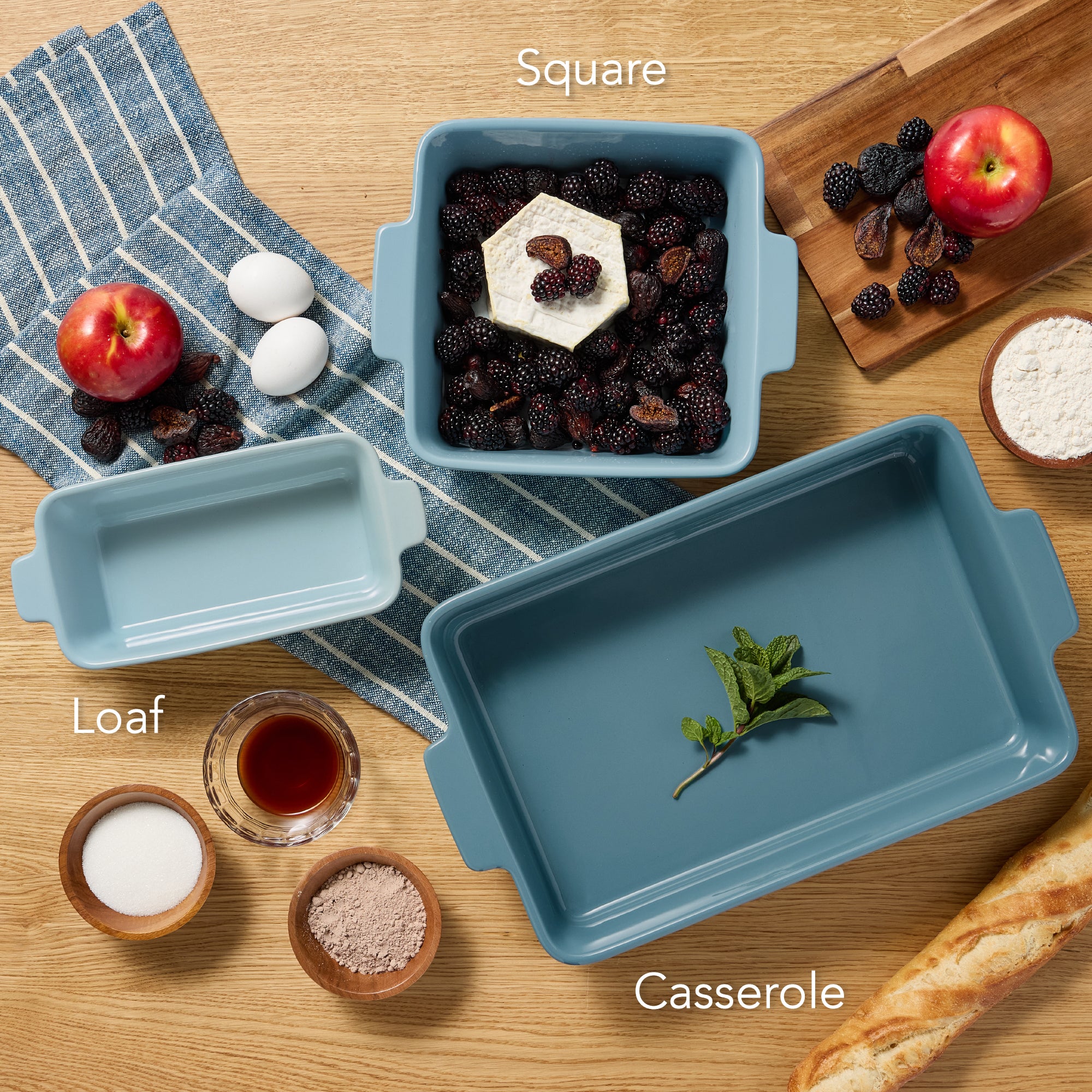 3-Piece Ceramic Bakeware Set, Stoneware Baking Dishes, Casserole Serving Set - Image 3