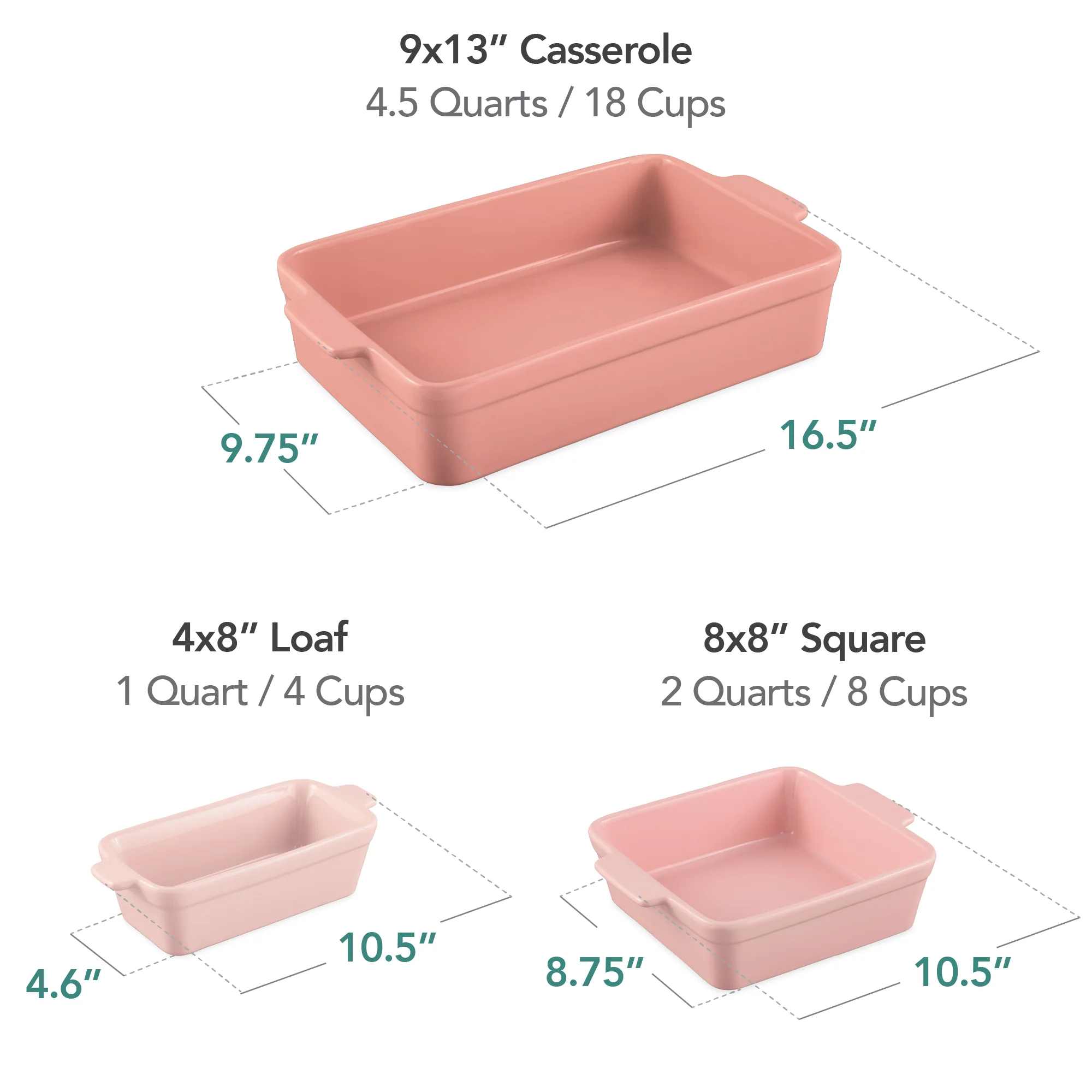 3-Piece Ceramic Bakeware Set, Stoneware Baking Dishes, Casserole Serving Set - Image 42