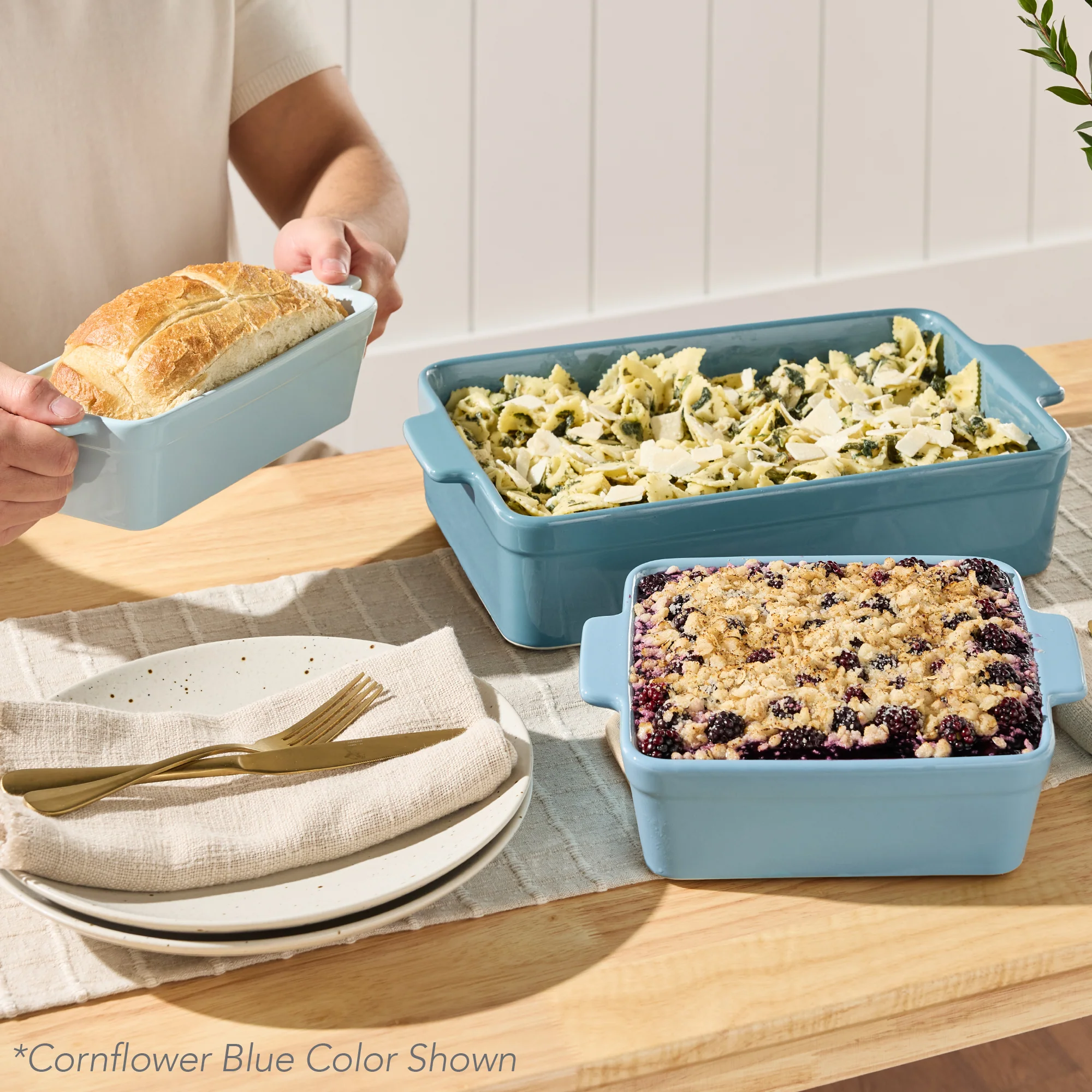 3-Piece Ceramic Bakeware Set, Stoneware Baking Dishes, Casserole Serving Set - Image 54