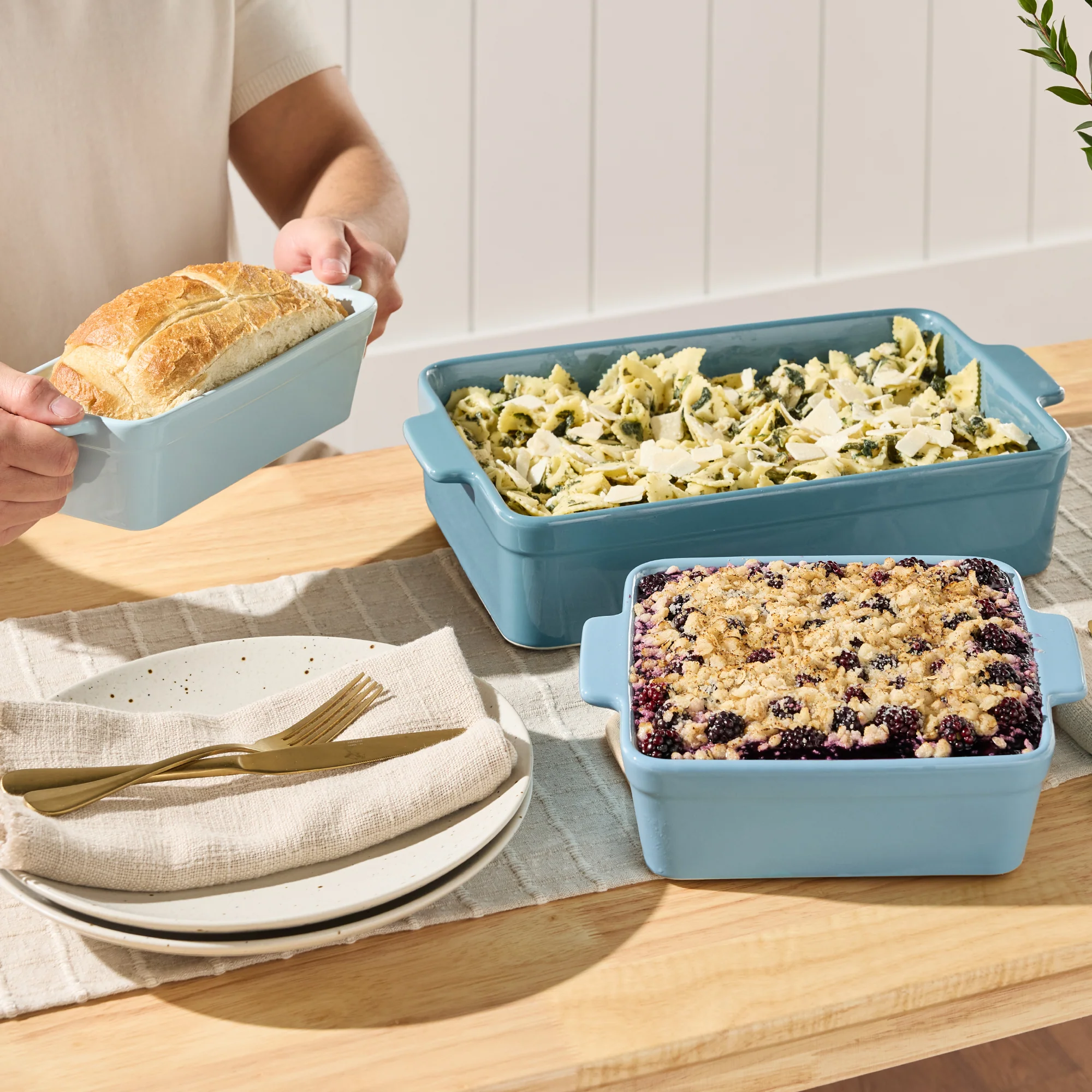 3-Piece Ceramic Bakeware Set, Stoneware Baking Dishes, Casserole Serving Set - Image 6