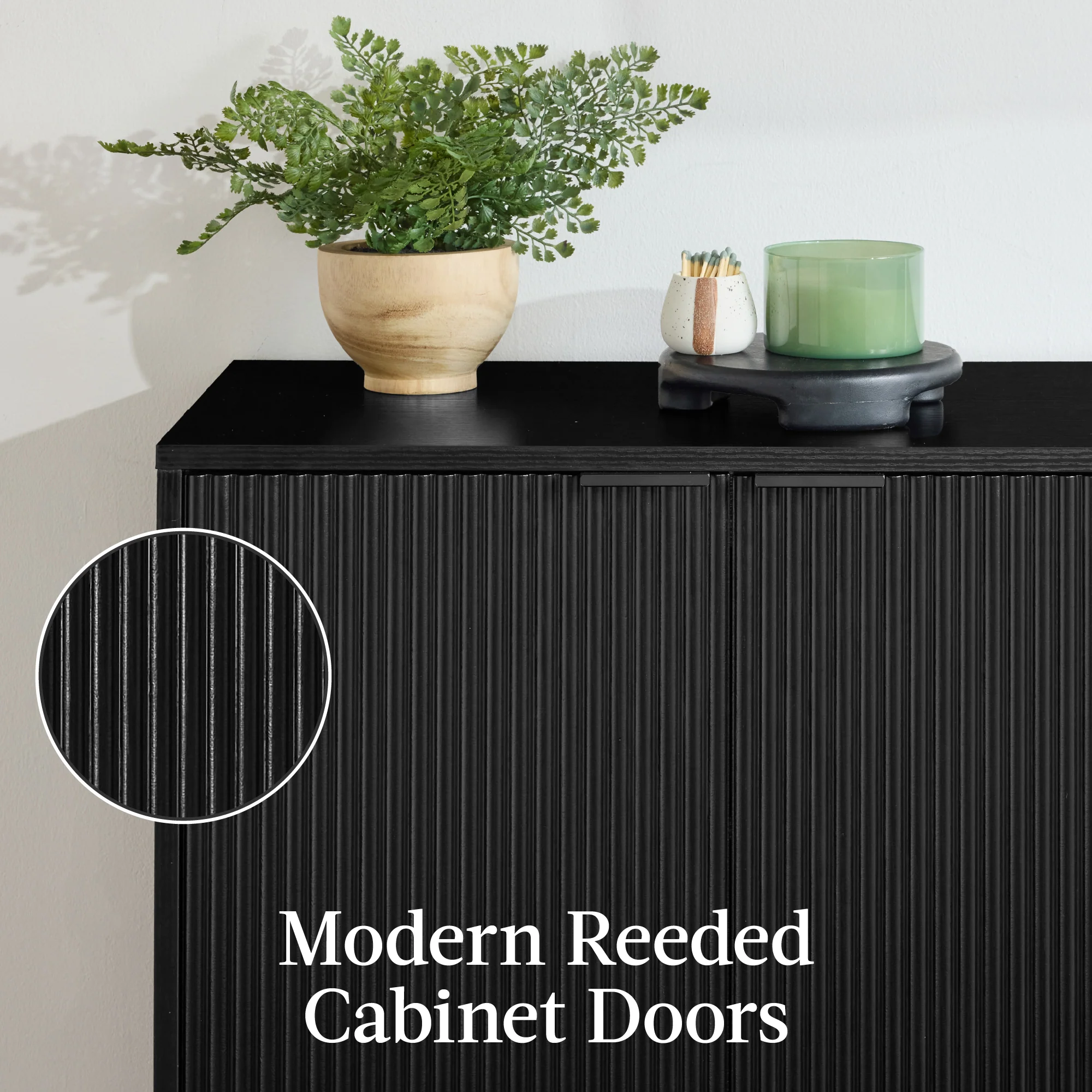 4-Door Reeded Storage Cabinet, Accent Furniture, Sideboard - Image 12