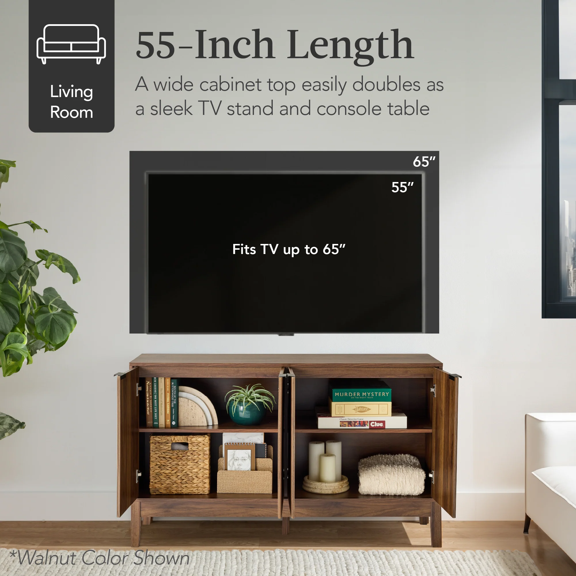 4-Door Reeded Storage Cabinet, Accent Furniture, Sideboard - Image 14