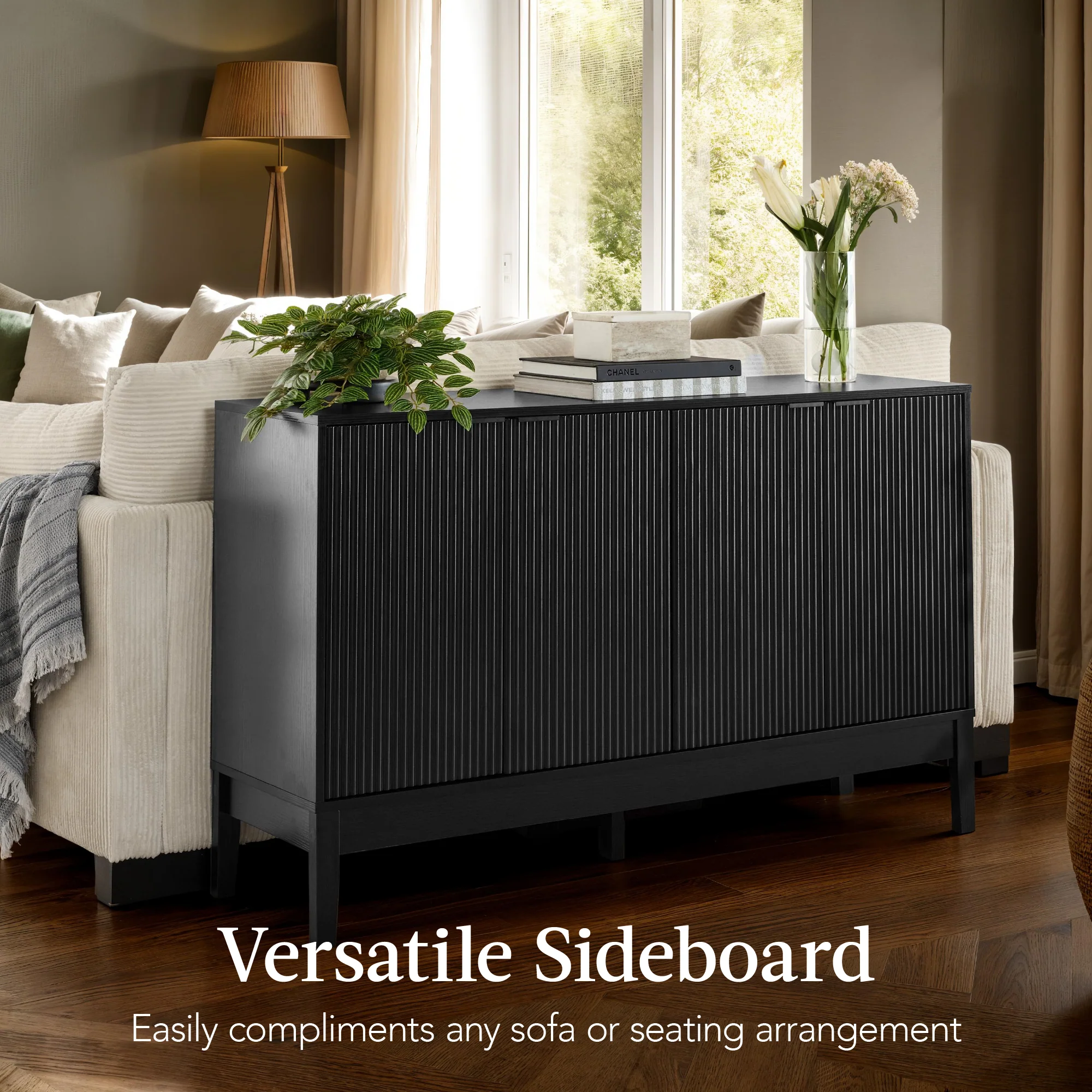 4-Door Reeded Storage Cabinet, Accent Furniture, Sideboard - Image 15