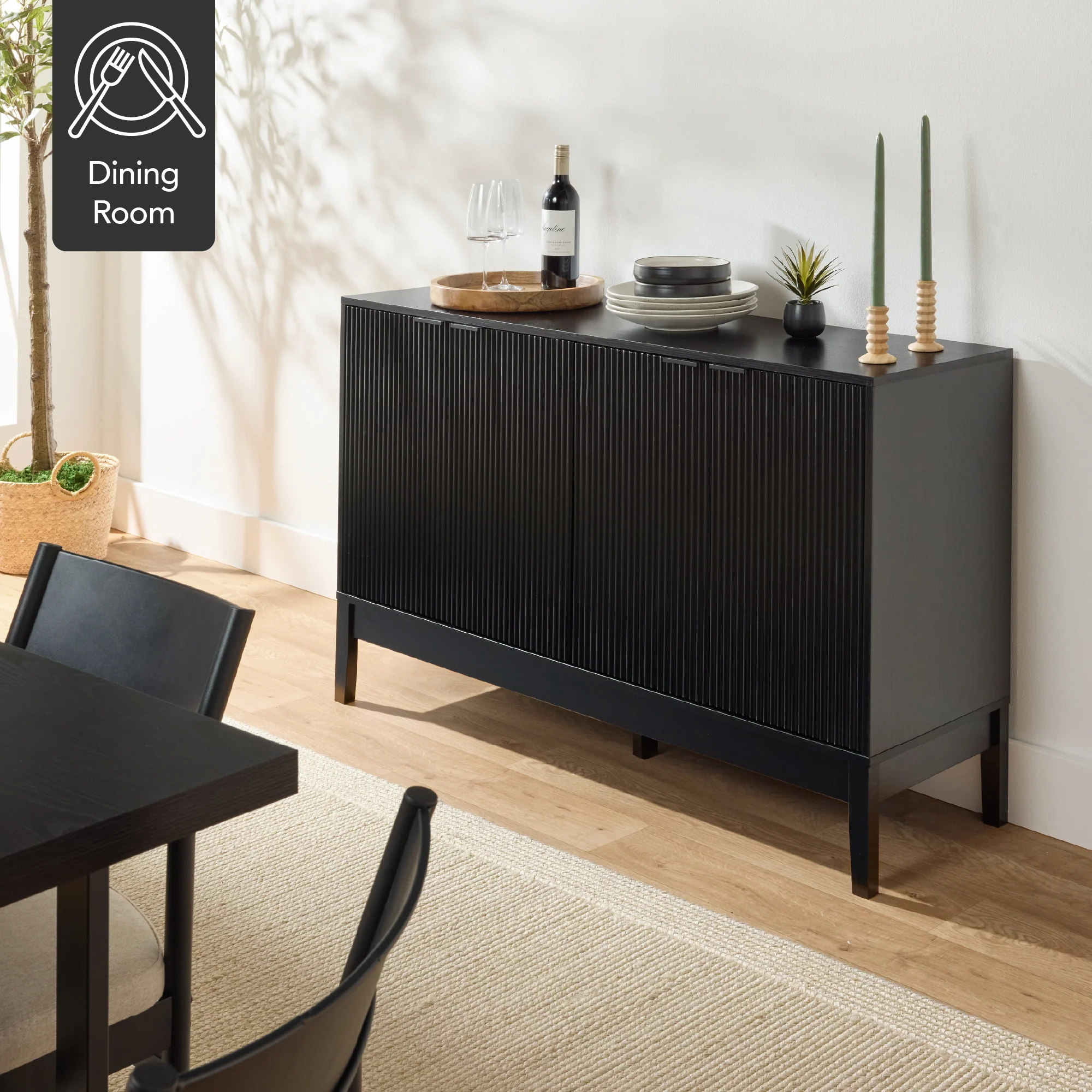 4-Door Reeded Storage Cabinet, Accent Furniture, Sideboard - Image 16