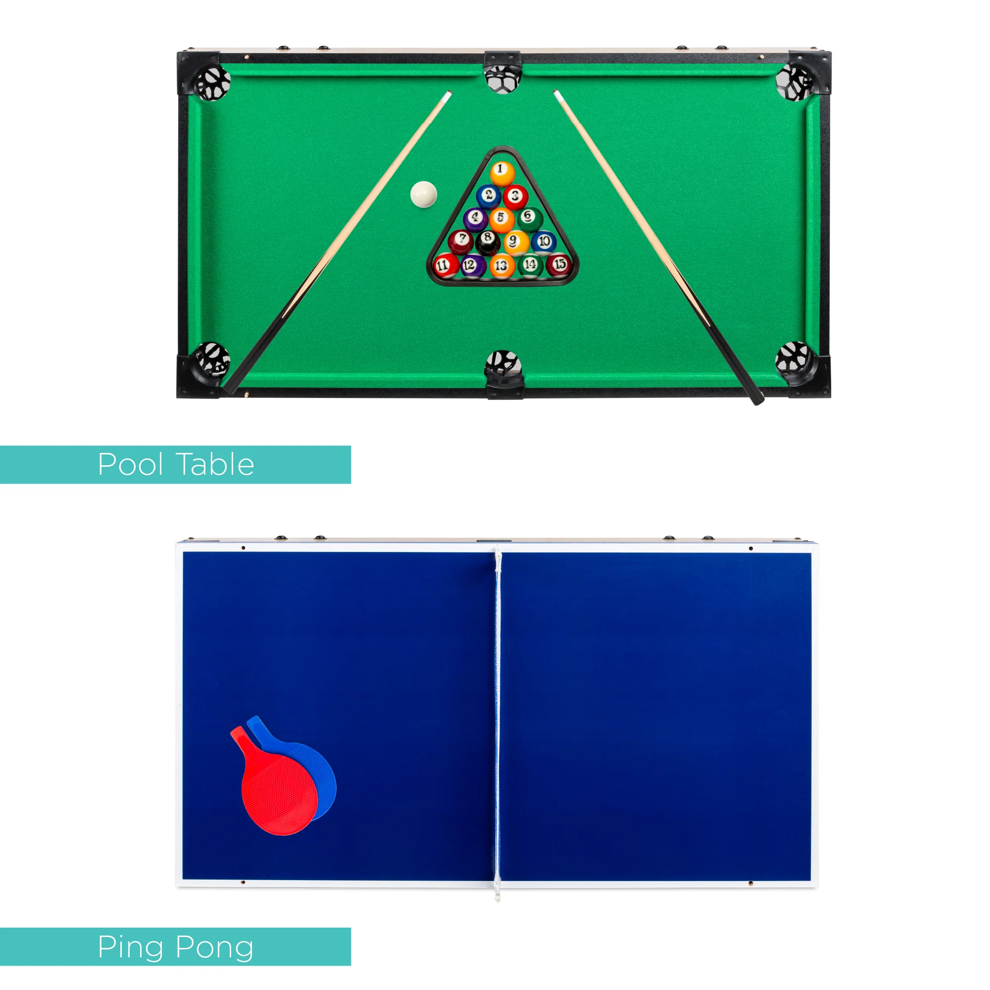 4-in-1 Multi Game Table Set w/ Air Hockey, Table Tennis, Billiards, Foosball - Image 12