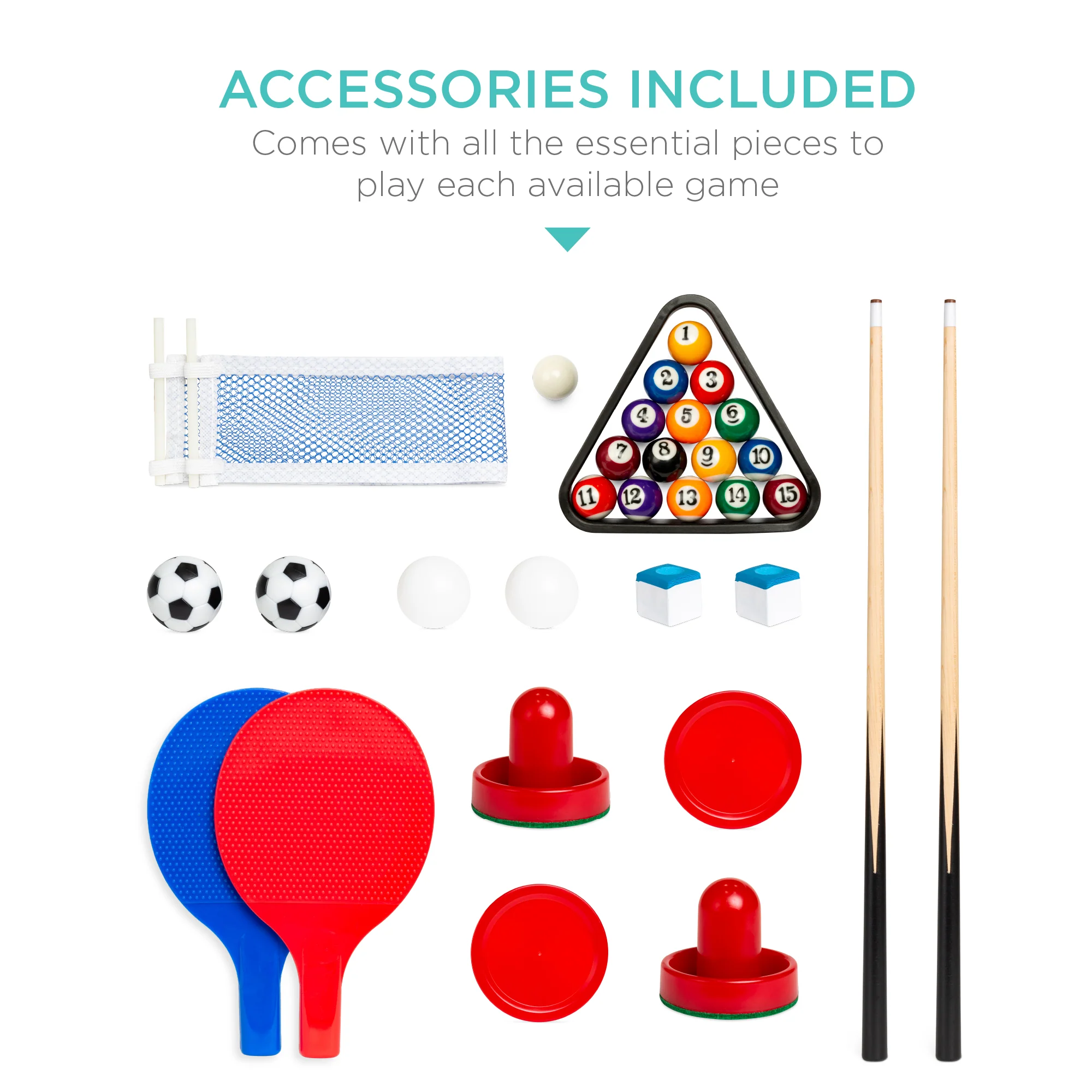 4-in-1 Multi Game Table Set w/ Air Hockey, Table Tennis, Billiards, Foosball - Image 13