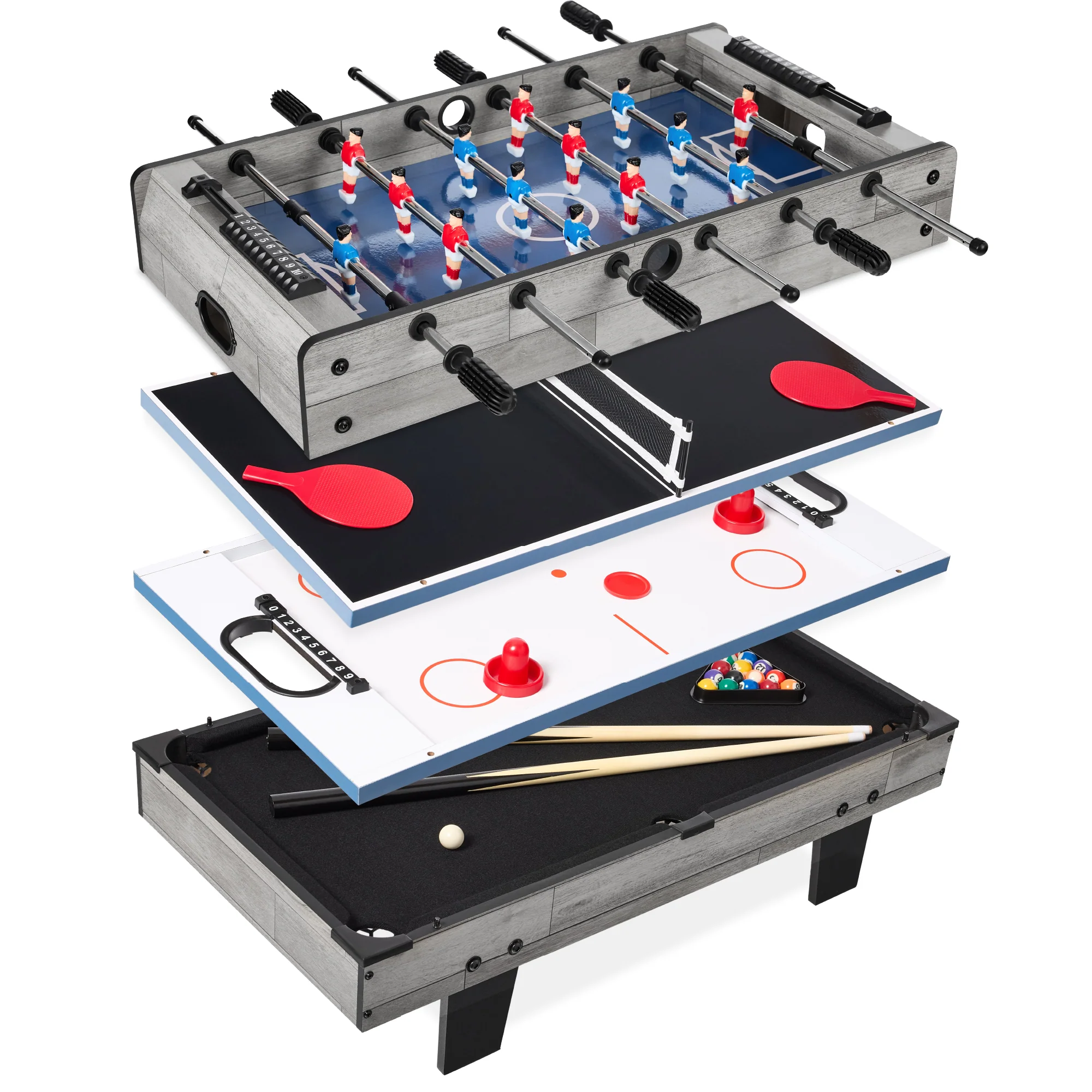 4-in-1 Multi Game Table Set w/ Air Hockey, Table Tennis, Billiards, Foosball - Image 15