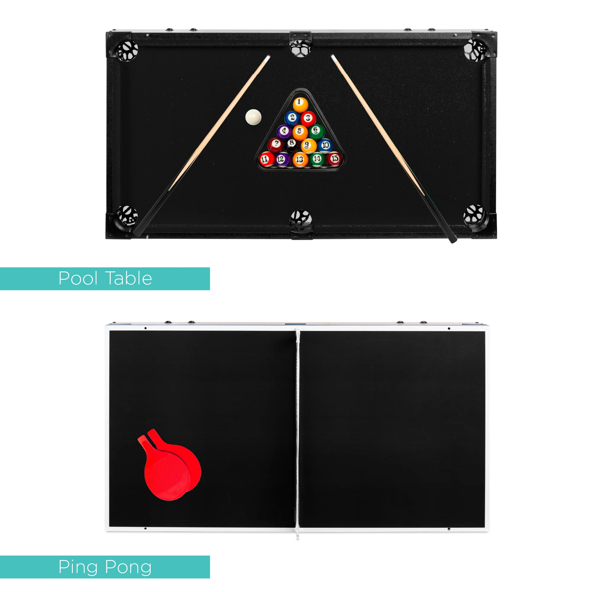 4-in-1 Multi Game Table Set w/ Air Hockey, Table Tennis, Billiards, Foosball - Image 19