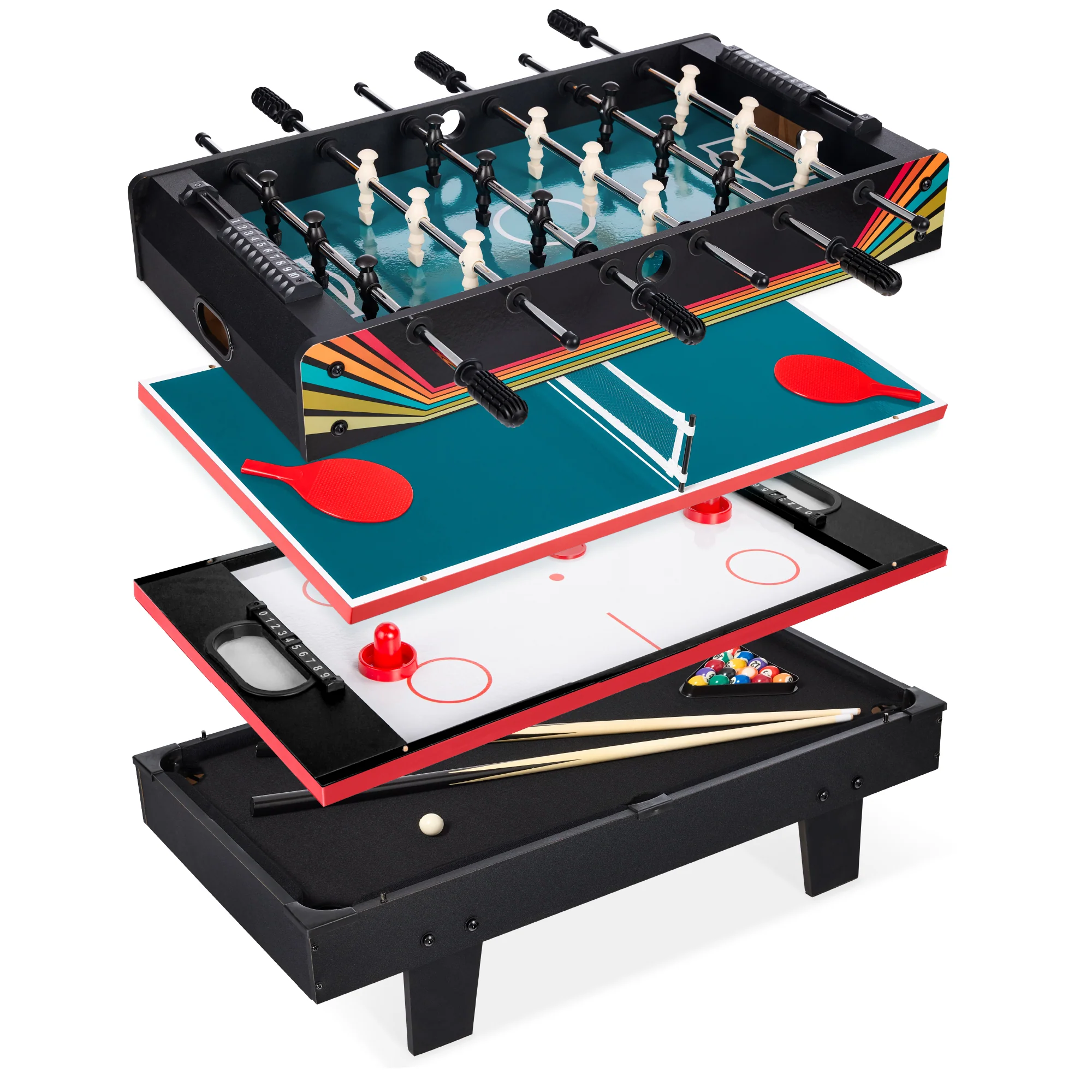 4-in-1 Multi Game Table Set w/ Air Hockey, Table Tennis, Billiards, Foosball - Image 22