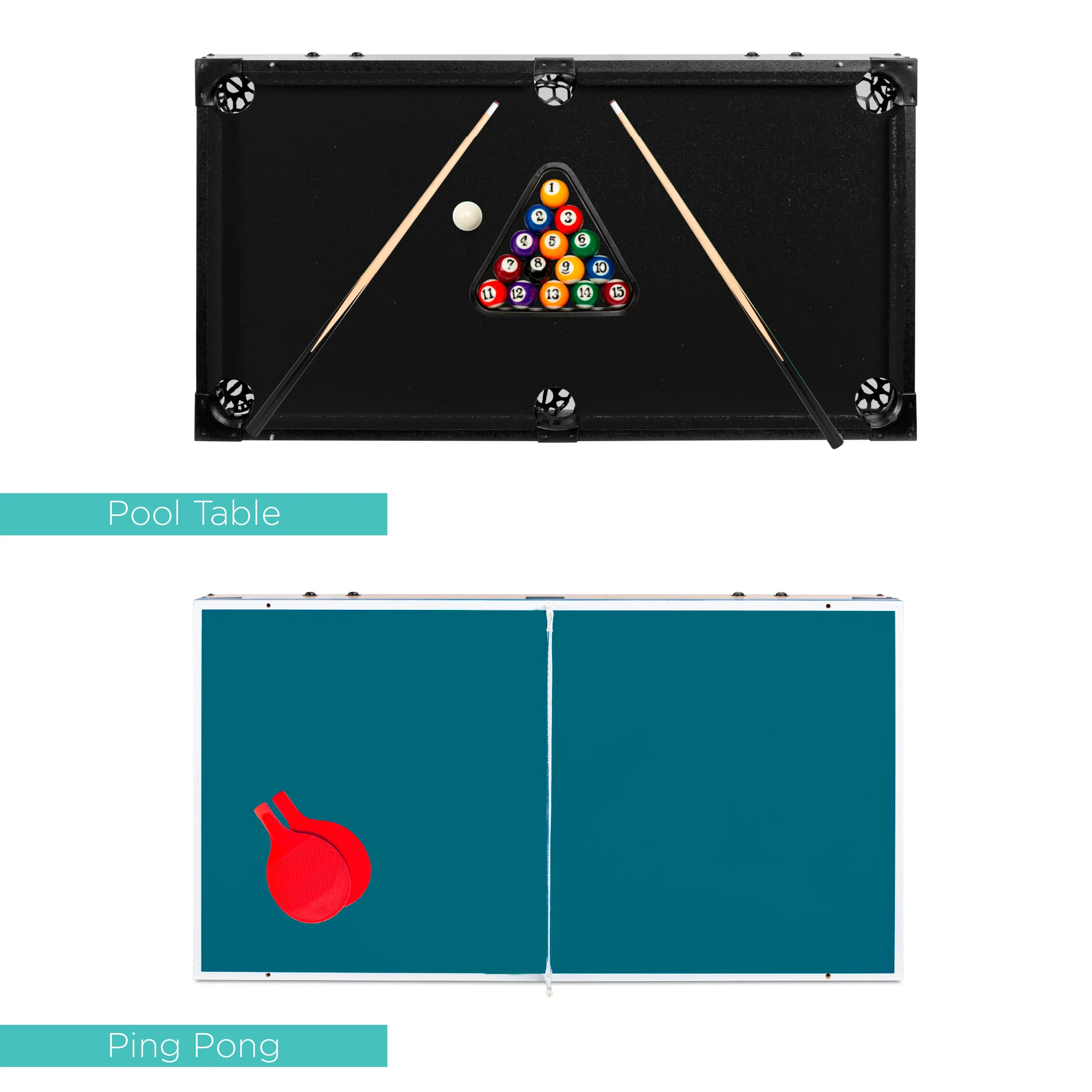 4-in-1 Multi Game Table Set w/ Air Hockey, Table Tennis, Billiards, Foosball - Image 26