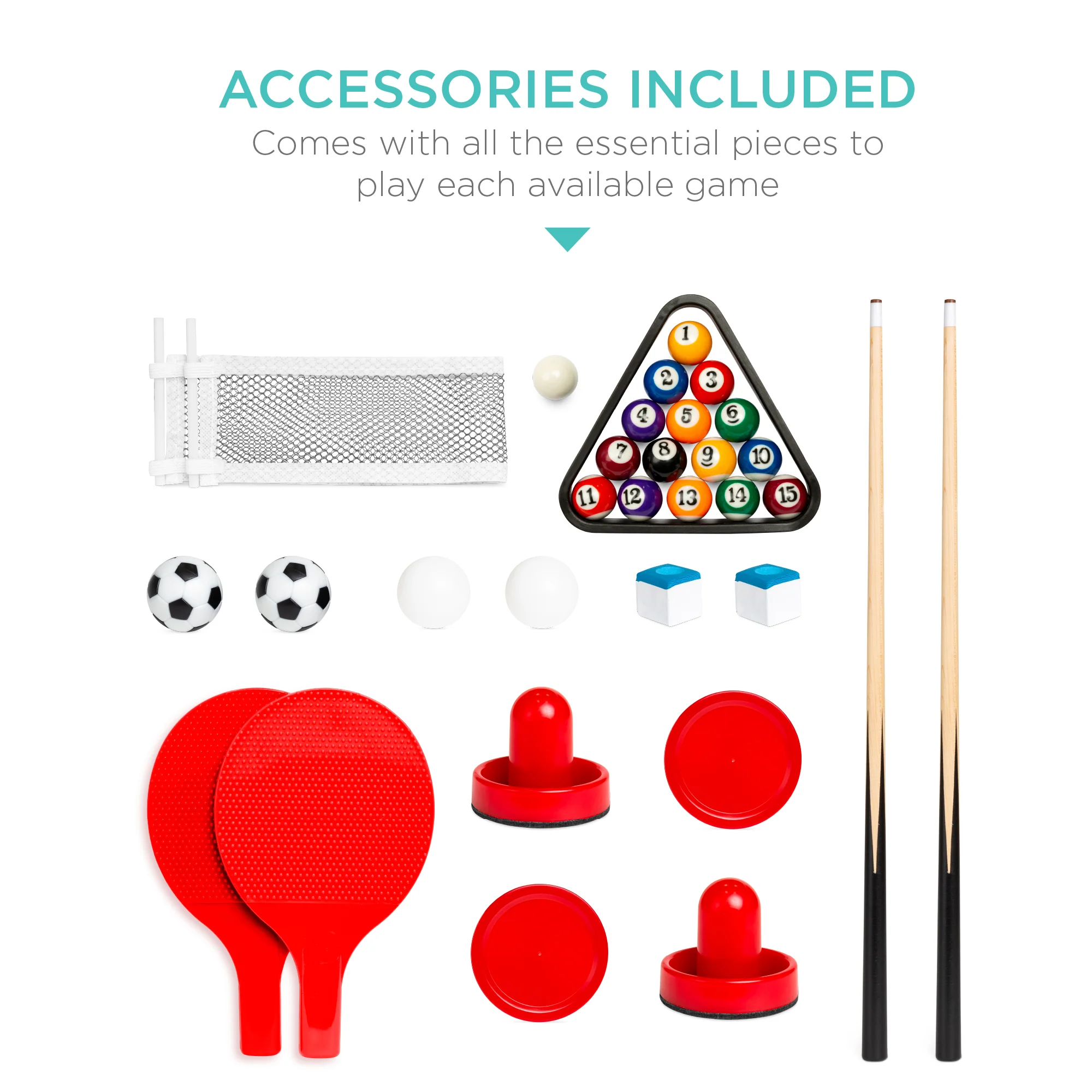 4-in-1 Multi Game Table Set w/ Air Hockey, Table Tennis, Billiards, Foosball - Image 27