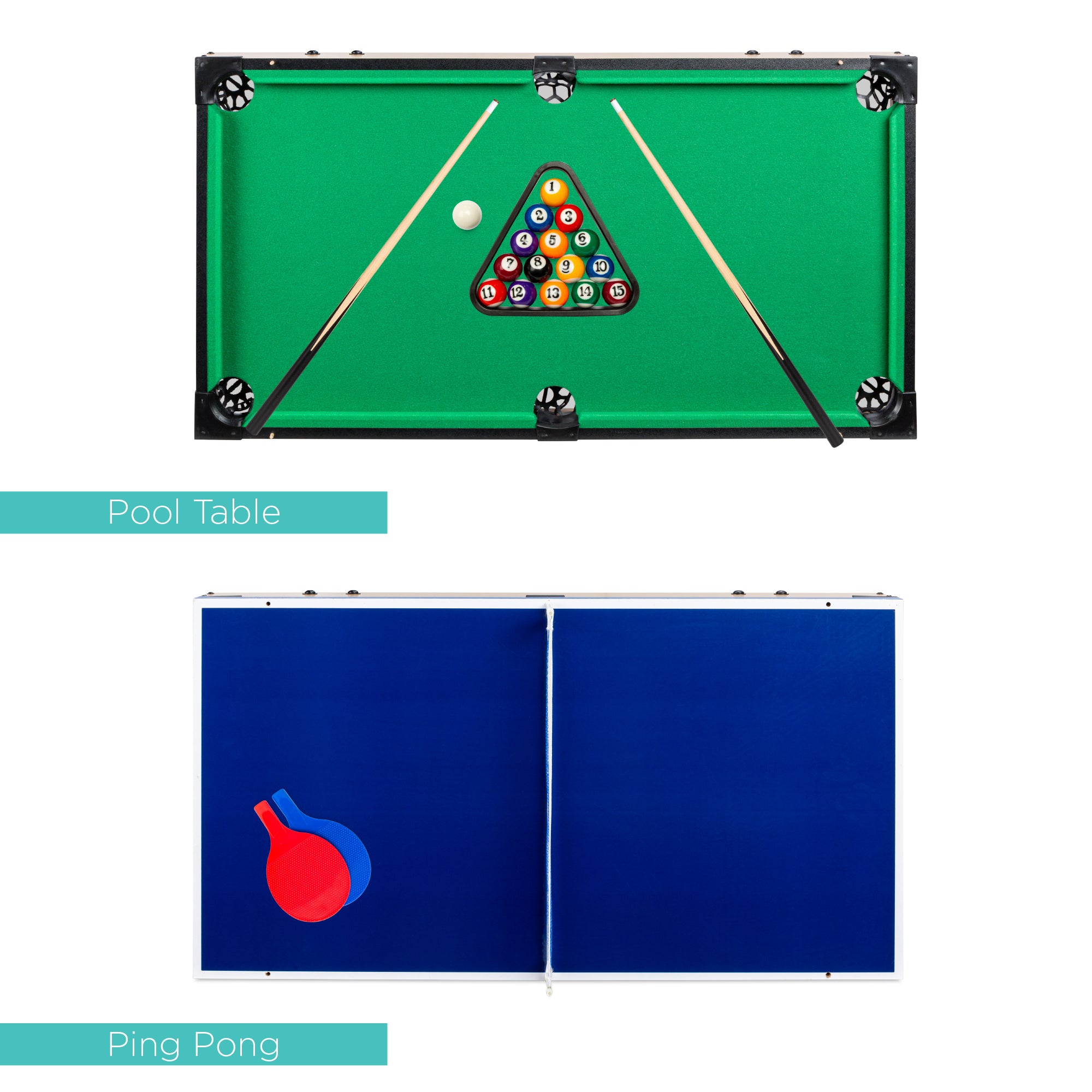 4-in-1 Multi Game Table Set w/ Air Hockey, Table Tennis, Billiards, Foosball - Image 5
