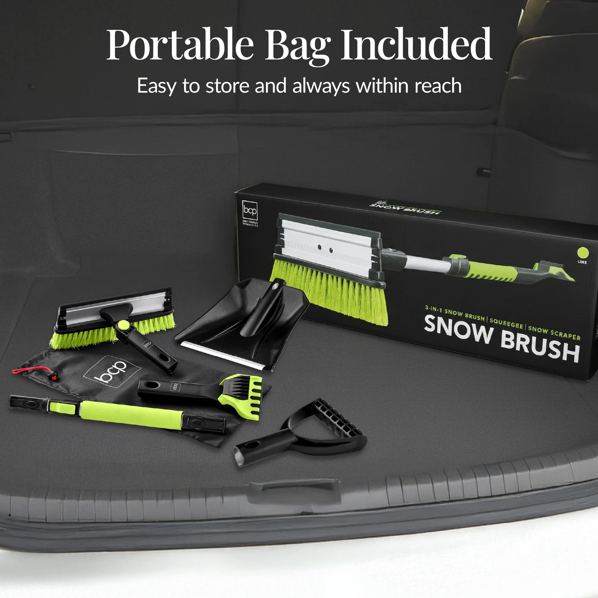 4 in 1 Snow Brush with Shovel, Ice Scraper & Squeegee w/Storage Bag - Image 18