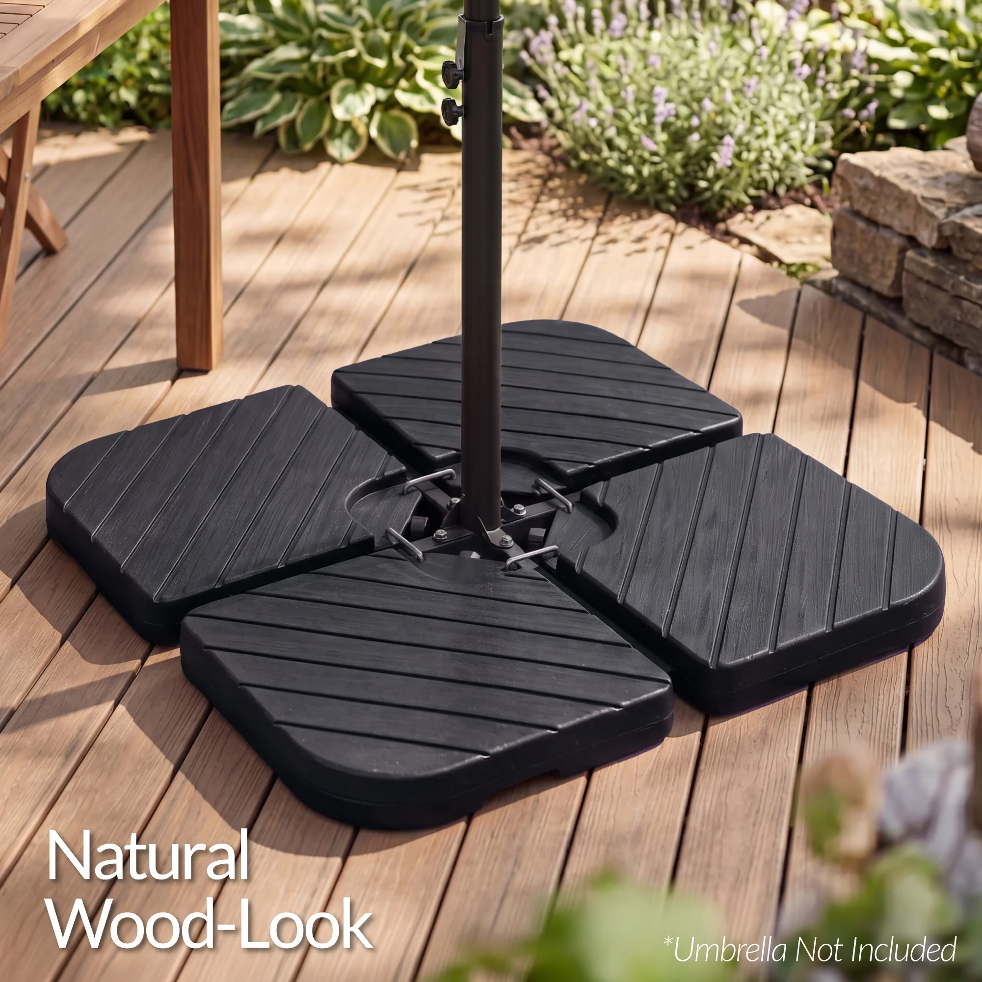4-Piece Cantilever Umbrella Base Weight Set, Wood Grain Finish - Image 11