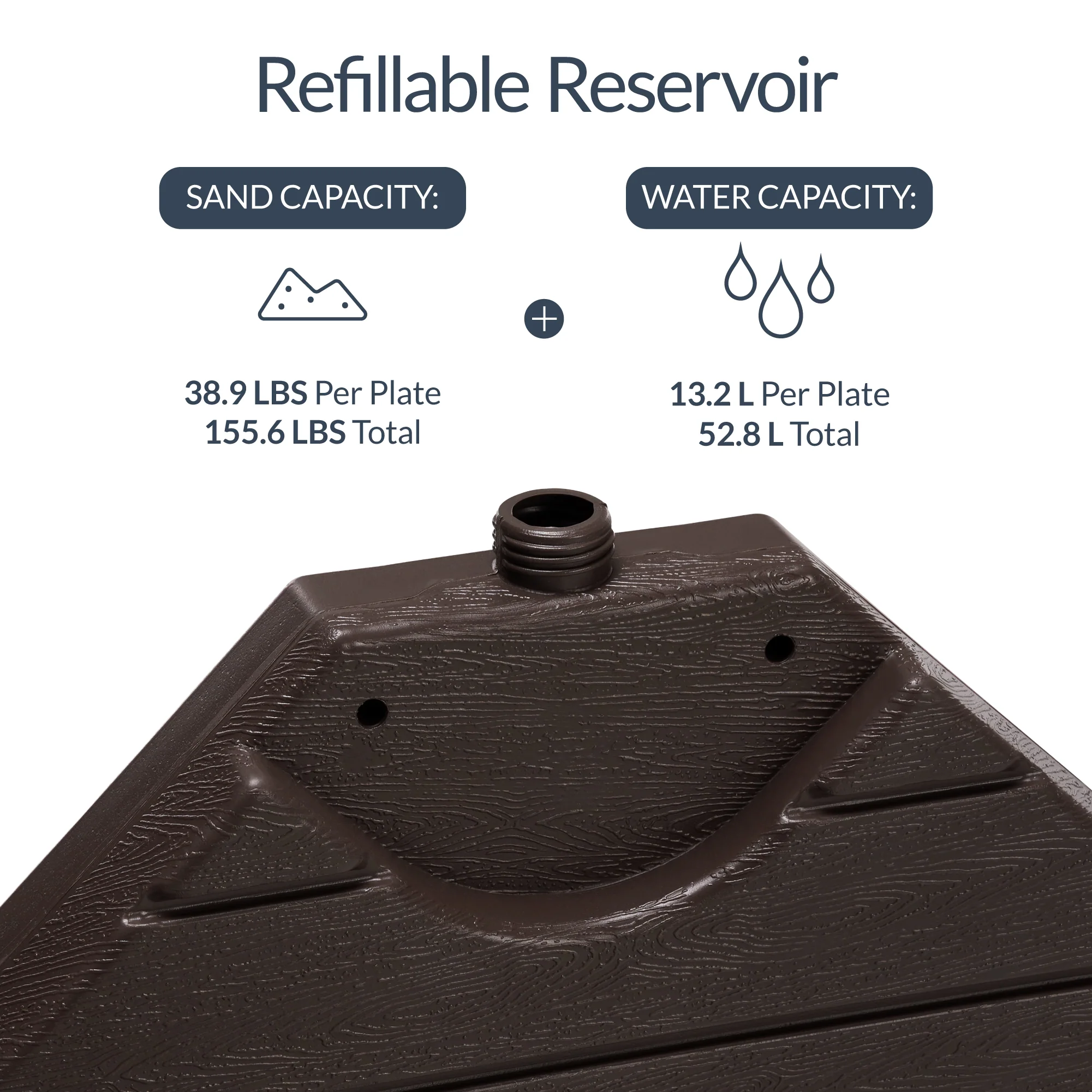 4-Piece Cantilever Umbrella Base Weight Set, Wood Grain Finish - Image 4