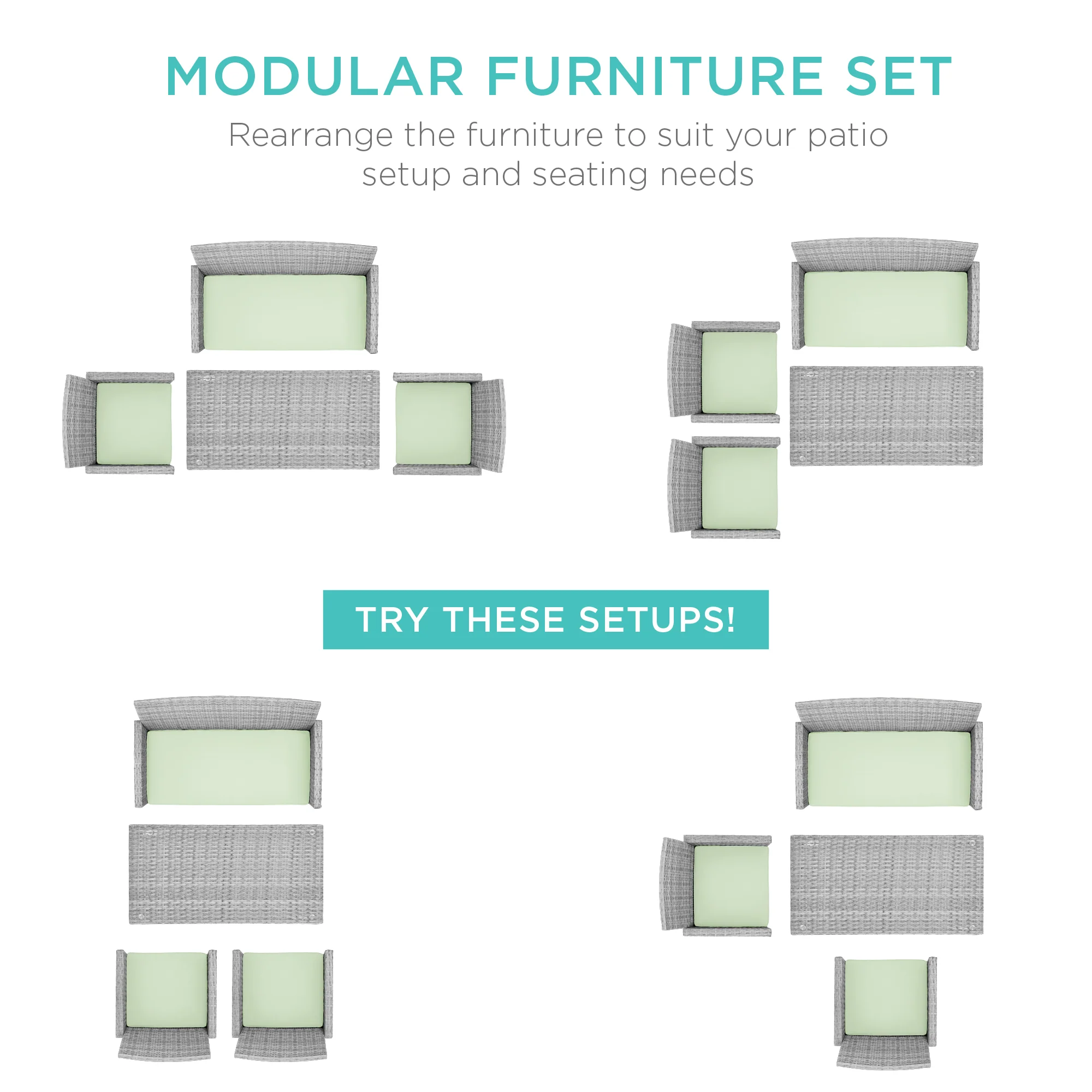 4-Piece Outdoor Wicker Conversation Patio Set w/ 4 Seats, Glass Table Top - Image 100