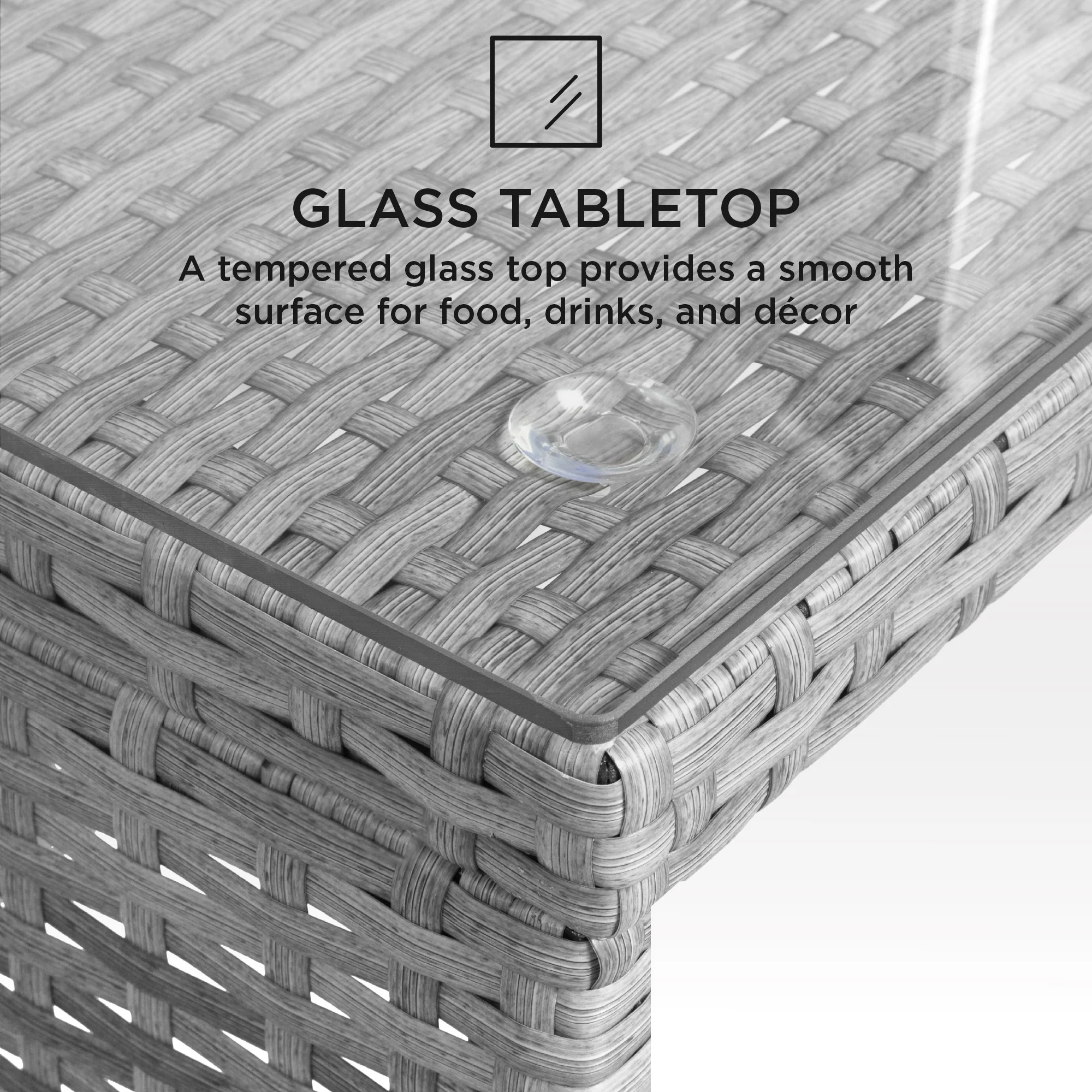 4-Piece Outdoor Wicker Conversation Patio Set w/ 4 Seats, Glass Table Top - Image 123