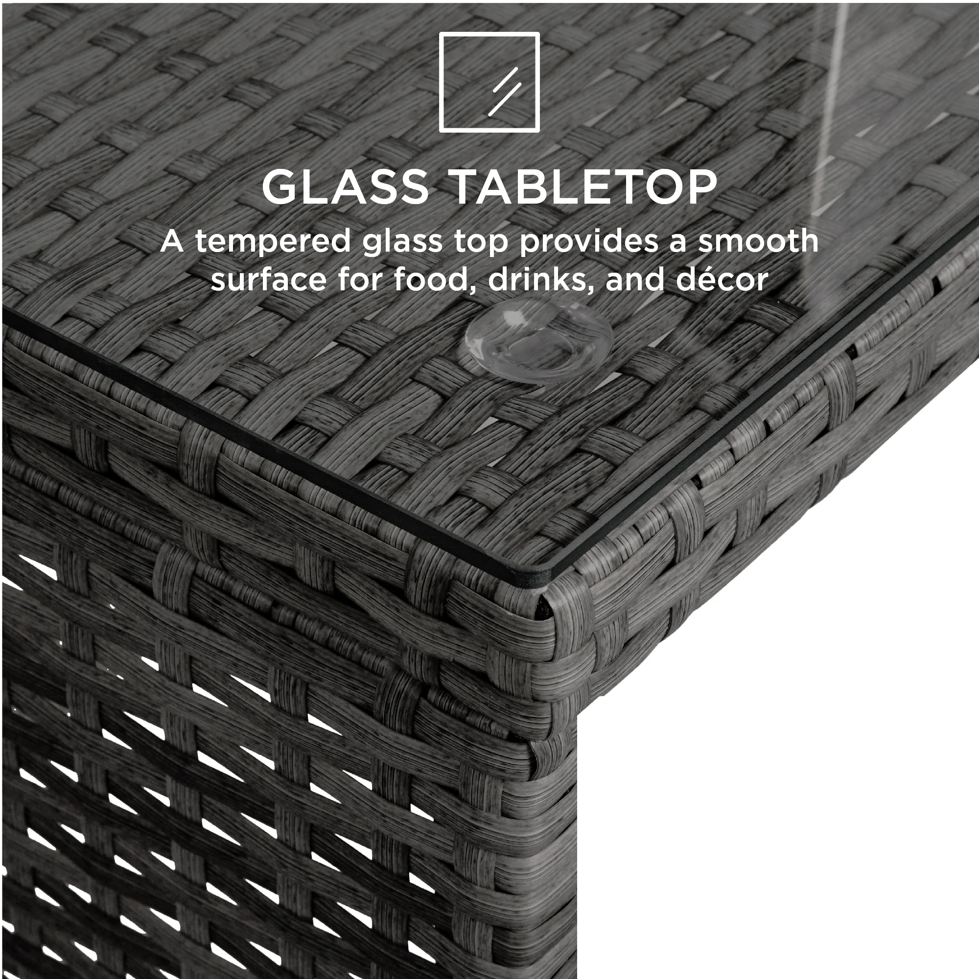 4-Piece Outdoor Wicker Conversation Patio Set w/ 4 Seats, Glass Table Top - Image 179