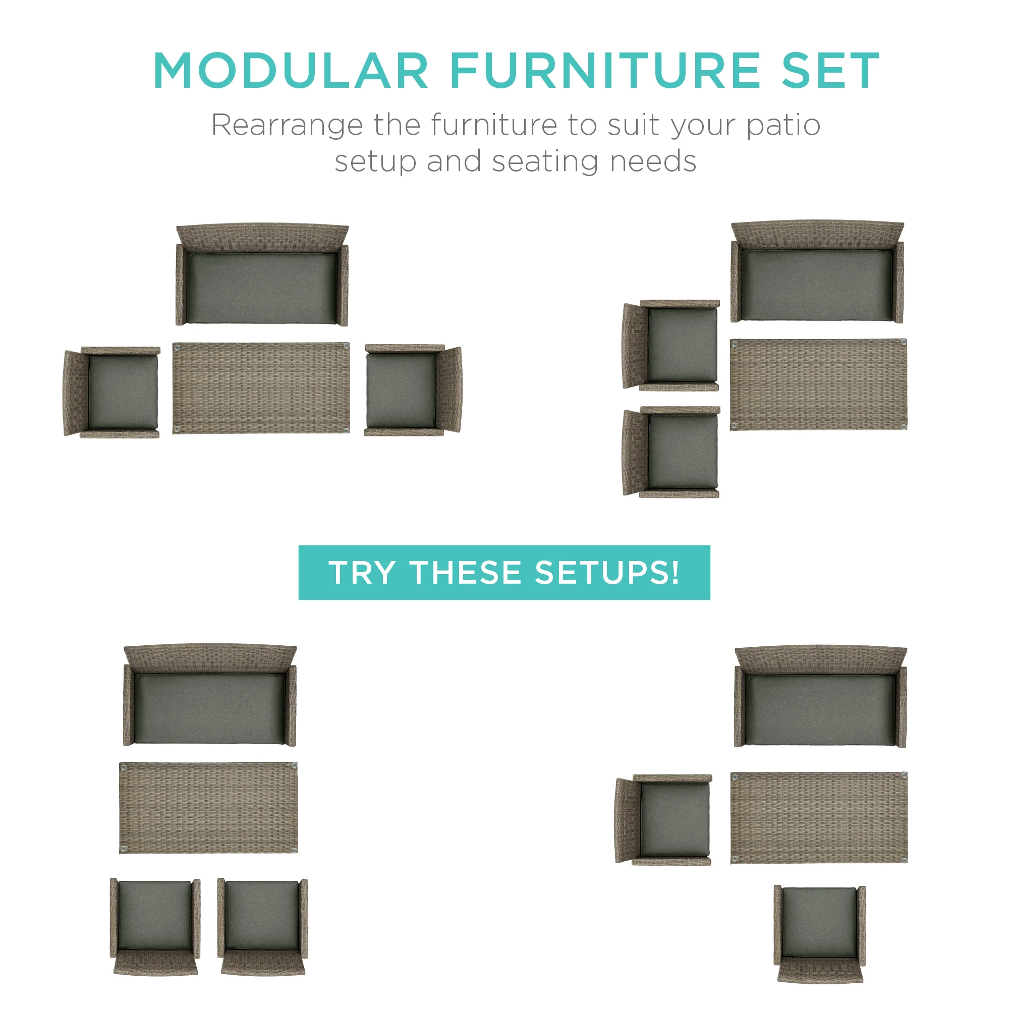 4-Piece Outdoor Wicker Conversation Patio Set w/ 4 Seats, Glass Table Top - Image 93
