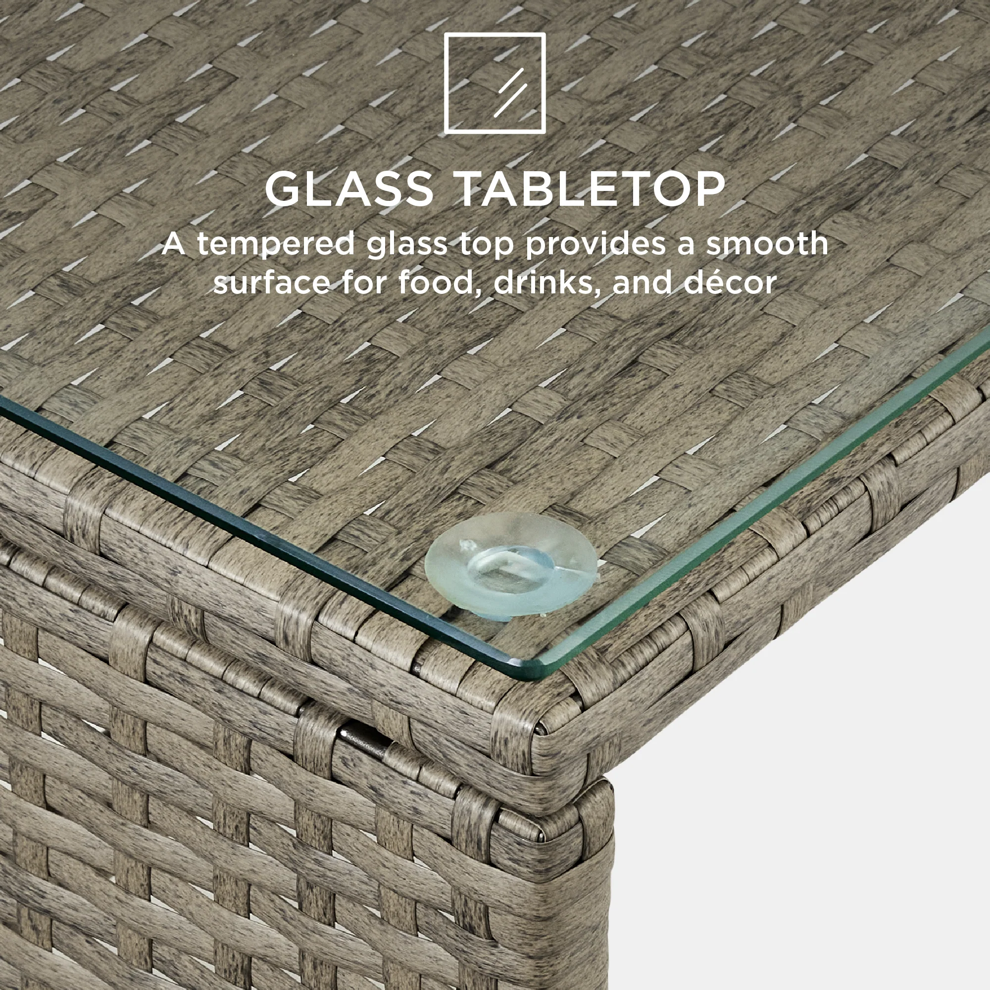 4-Piece Outdoor Wicker Conversation Patio Set w/ 4 Seats, Glass Table Top - Image 95