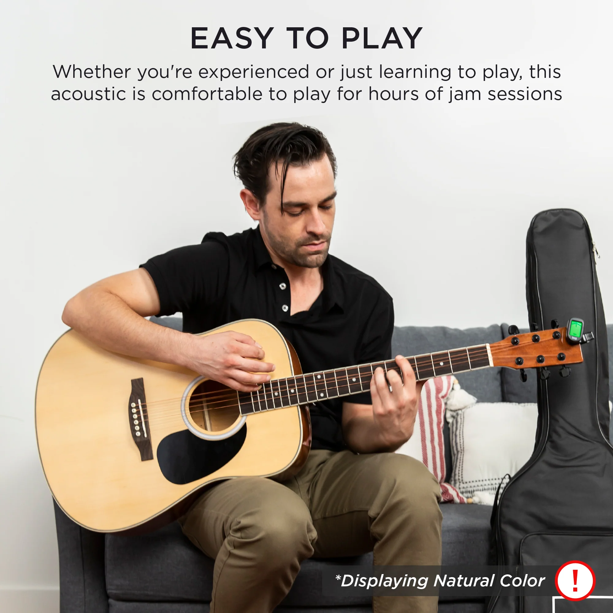 41in Acoustic Guitar Starter Kit w/ Digital Tuner, Padded Case, Picks, Strap - Image 15