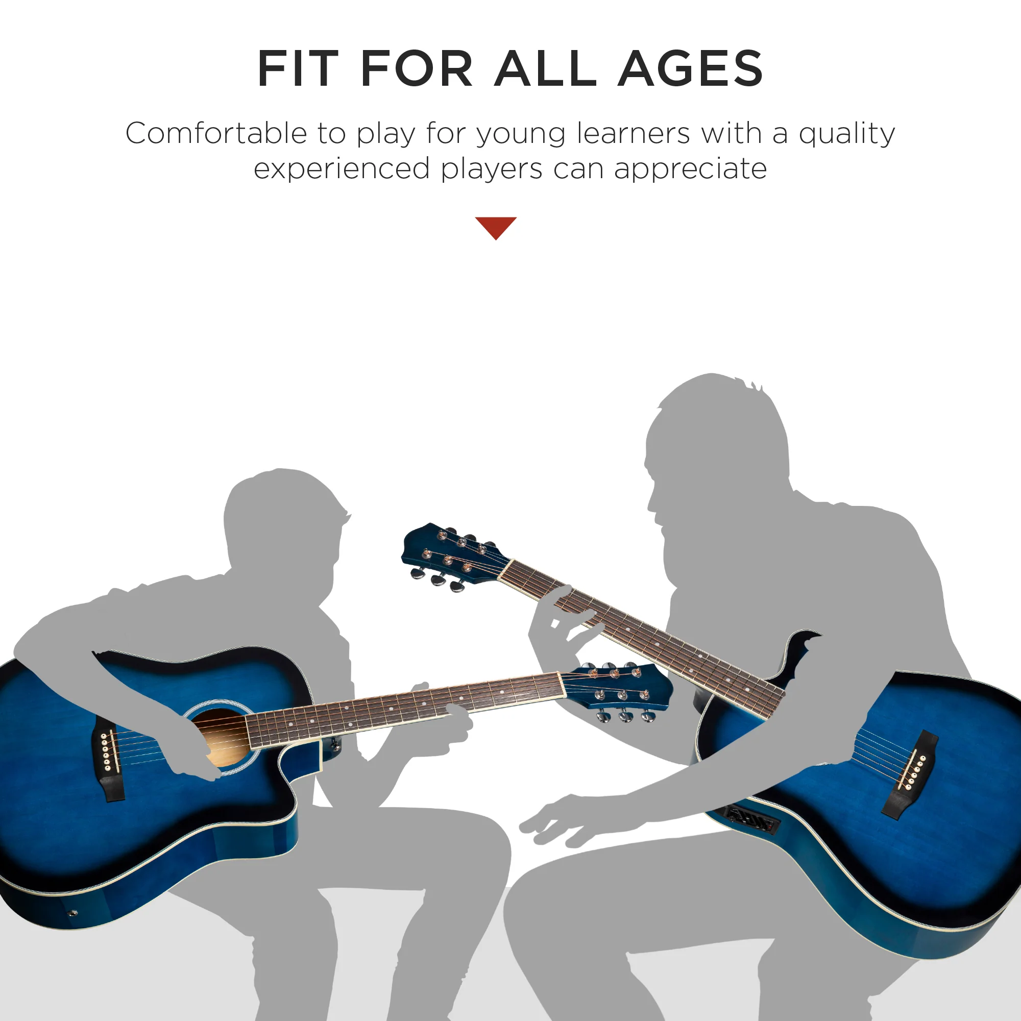41in Beginner Acoustic Electric Cutaway Guitar Set w/ Case, Strap - Image 14