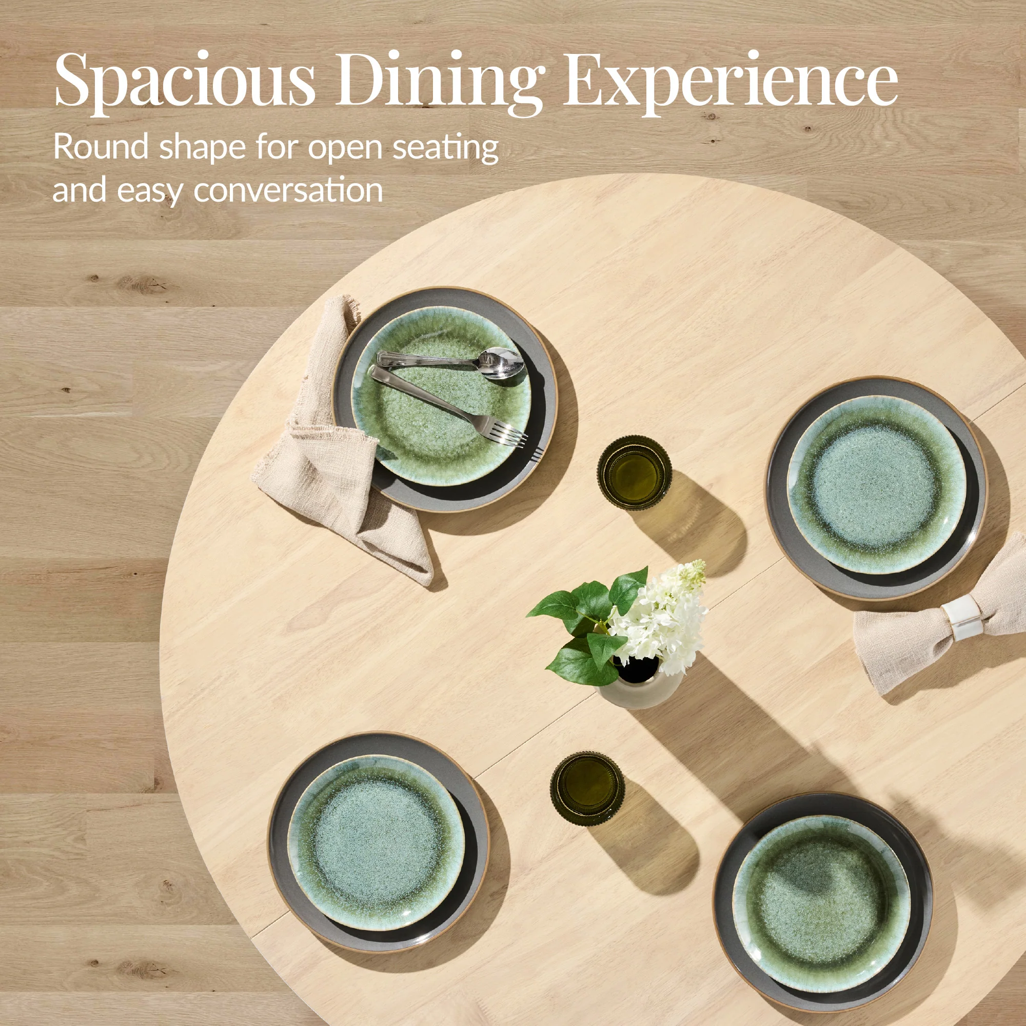 47in Round Solid Wood Dining Table, Modern Farmhouse Table For 4 - Image 17