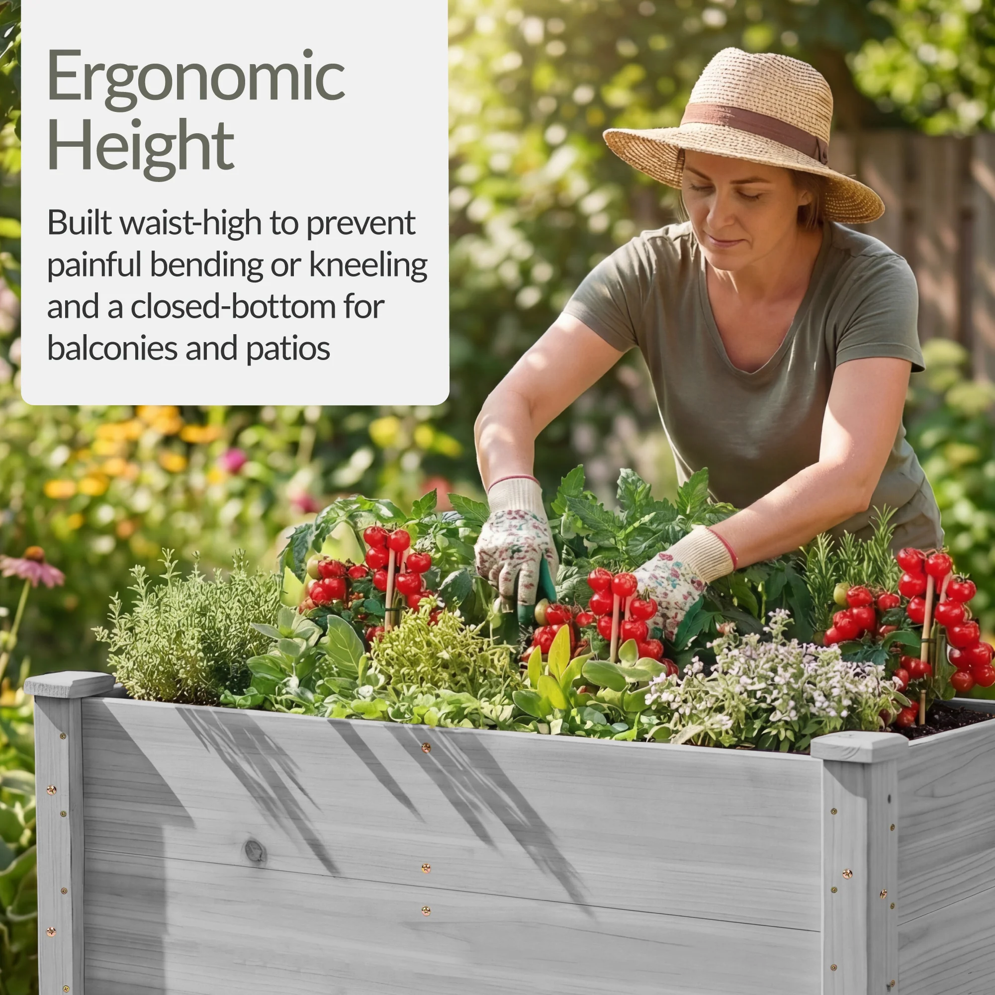 48" x 24" x 30" Raised Wooden Garden Bed w/16" Depth, Elevated Wood Planter - Image 18