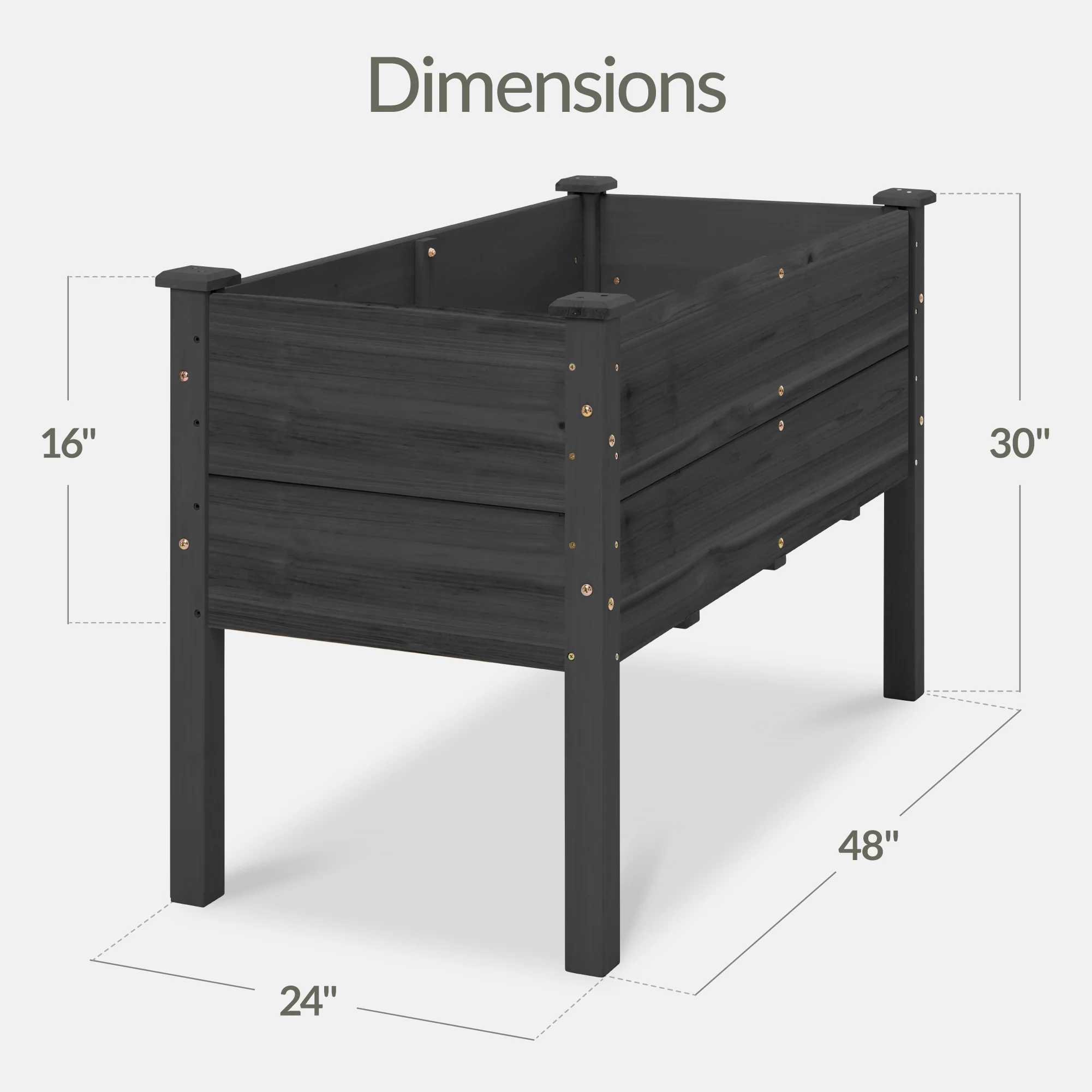 48" x 24" x 30" Raised Wooden Garden Bed w/16" Depth, Elevated Wood Planter - Image 2