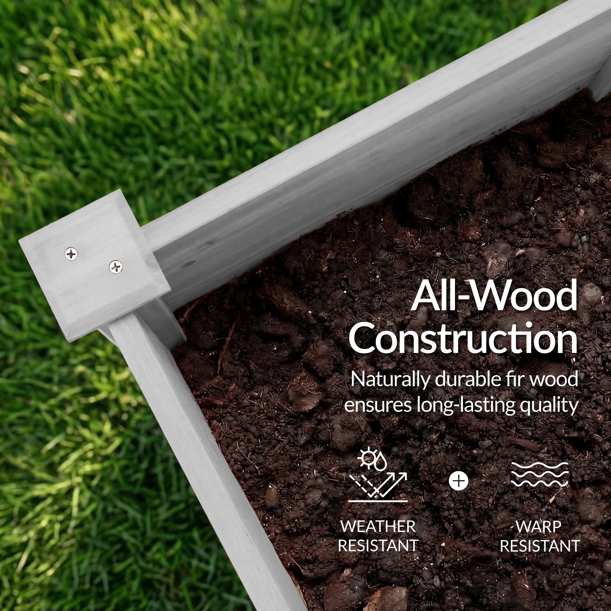 48" x 24" x 30" Raised Wooden Garden Bed w/16" Depth, Elevated Wood Planter - Image 20