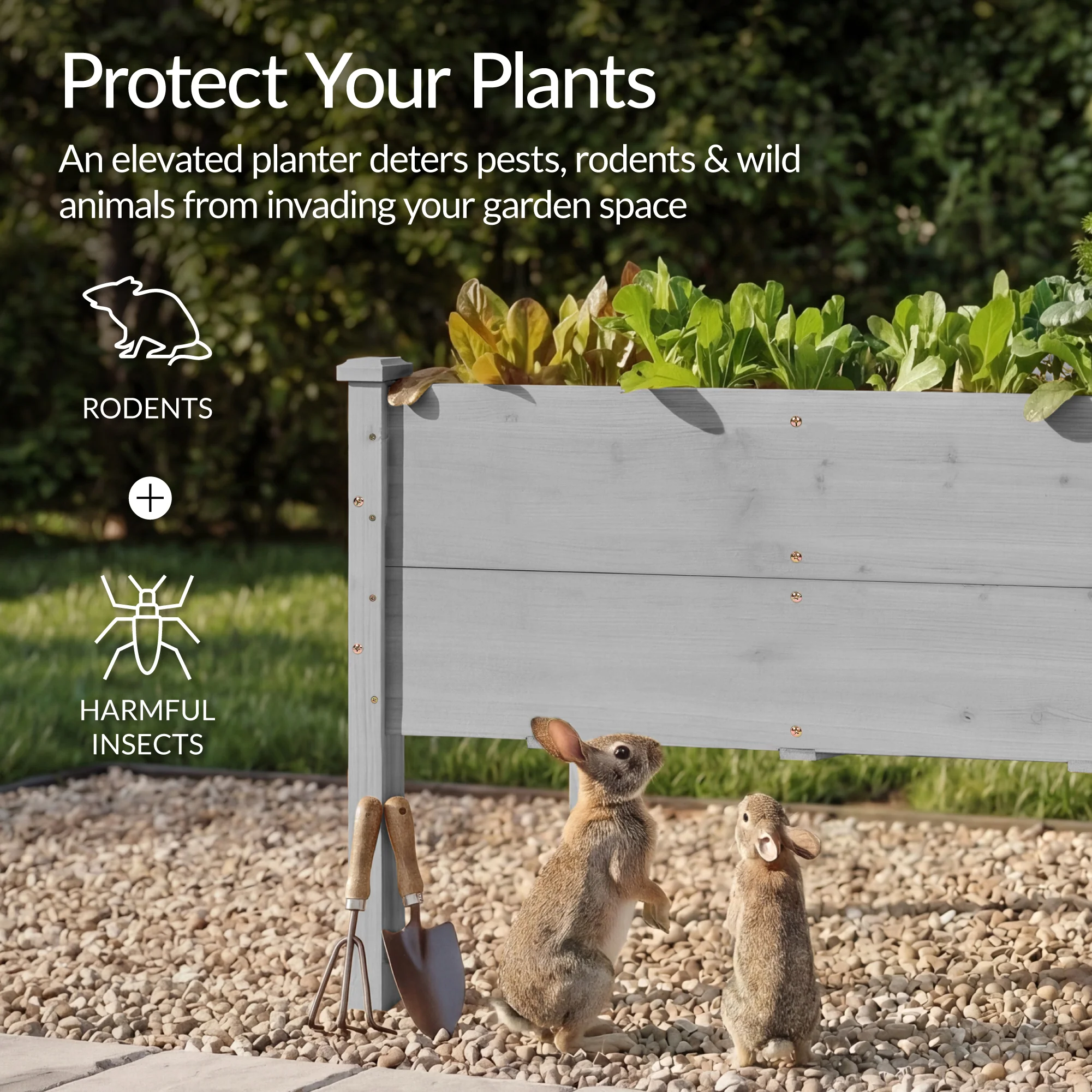 48" x 24" x 30" Raised Wooden Garden Bed w/16" Depth, Elevated Wood Planter - Image 21