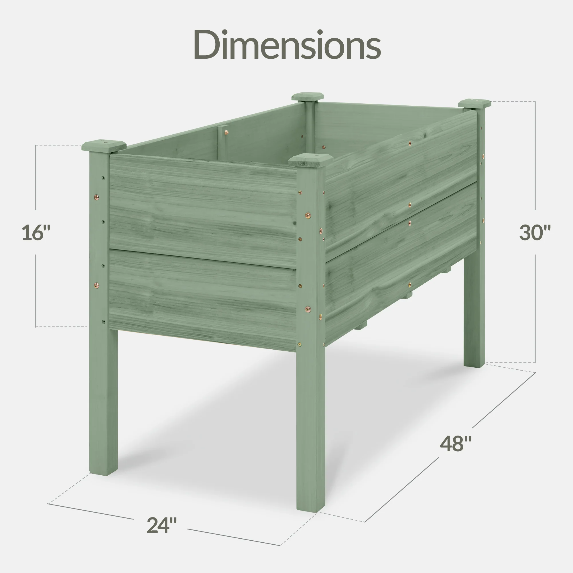 48" x 24" x 30" Raised Wooden Garden Bed w/16" Depth, Elevated Wood Planter - Image 23